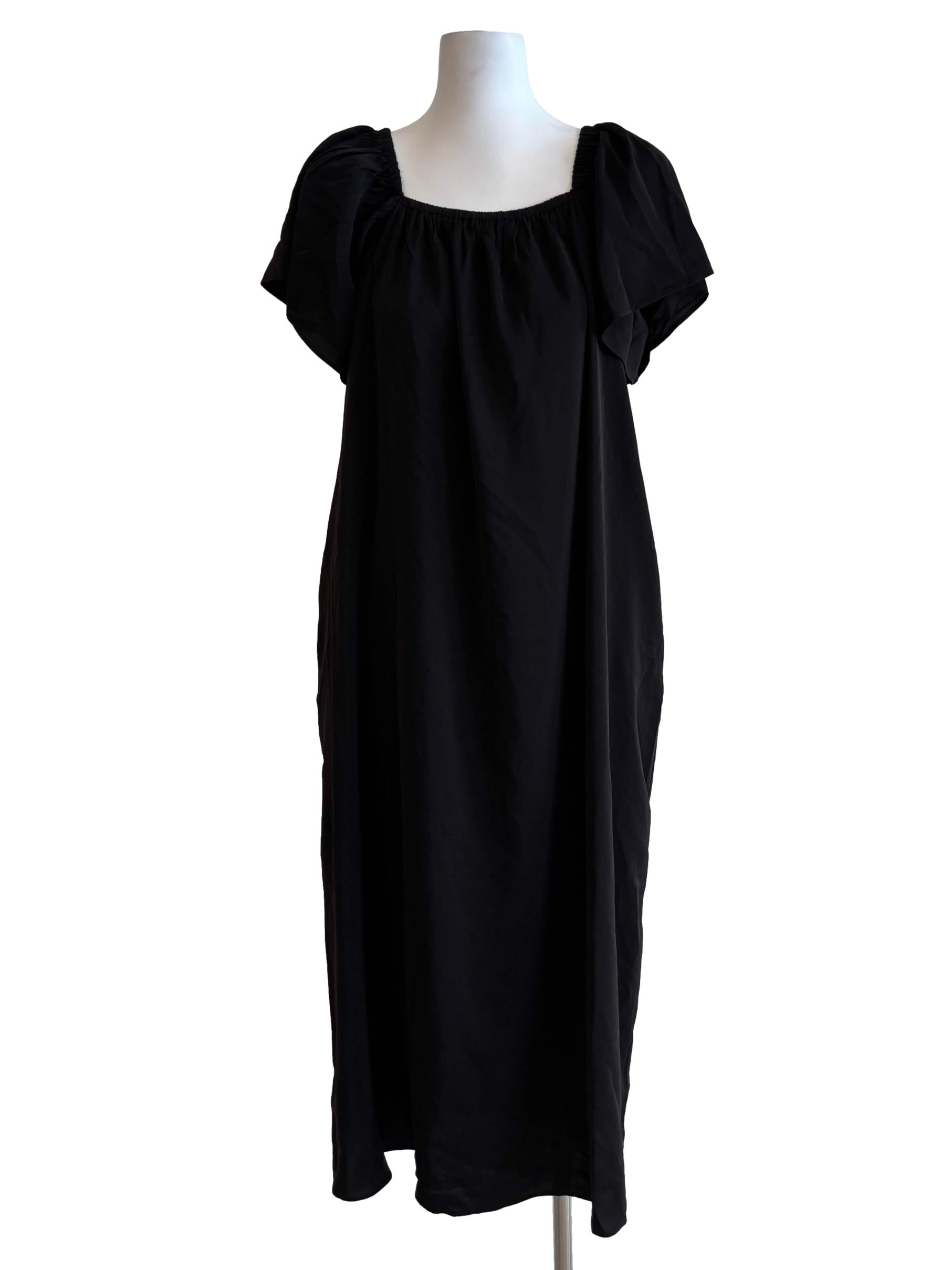 Soft Black Square Neck Dress