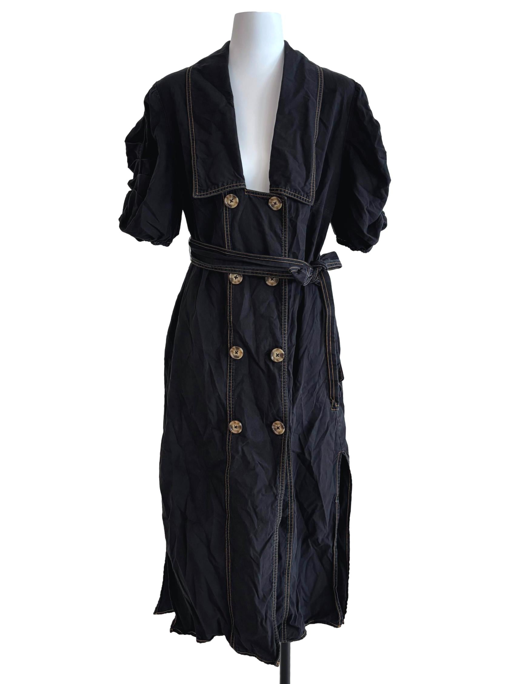 Jet Black Double Buttoned Dress