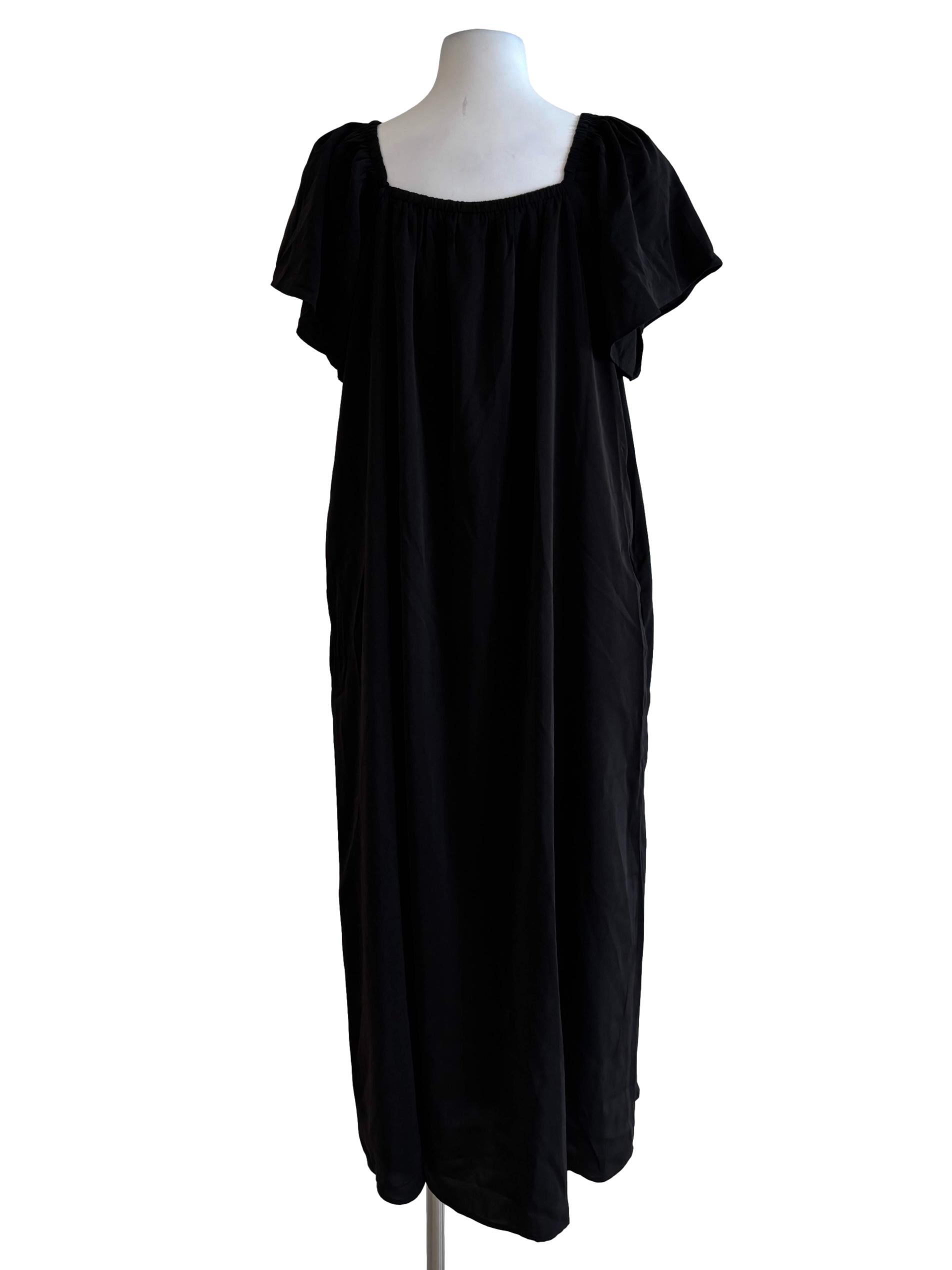 Soft Black Square Neck Dress