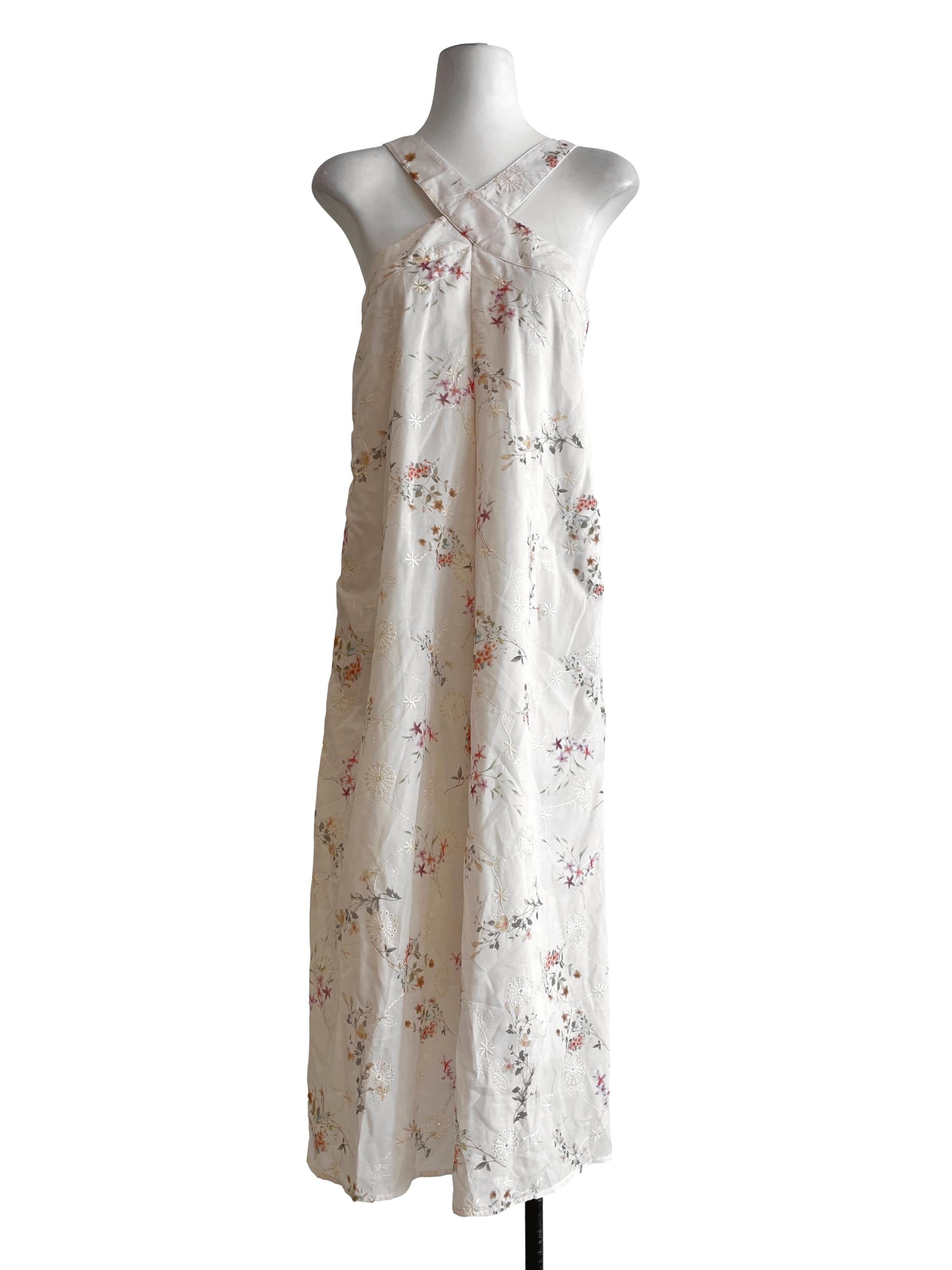 Salmon Pink Cross A-Line Dress