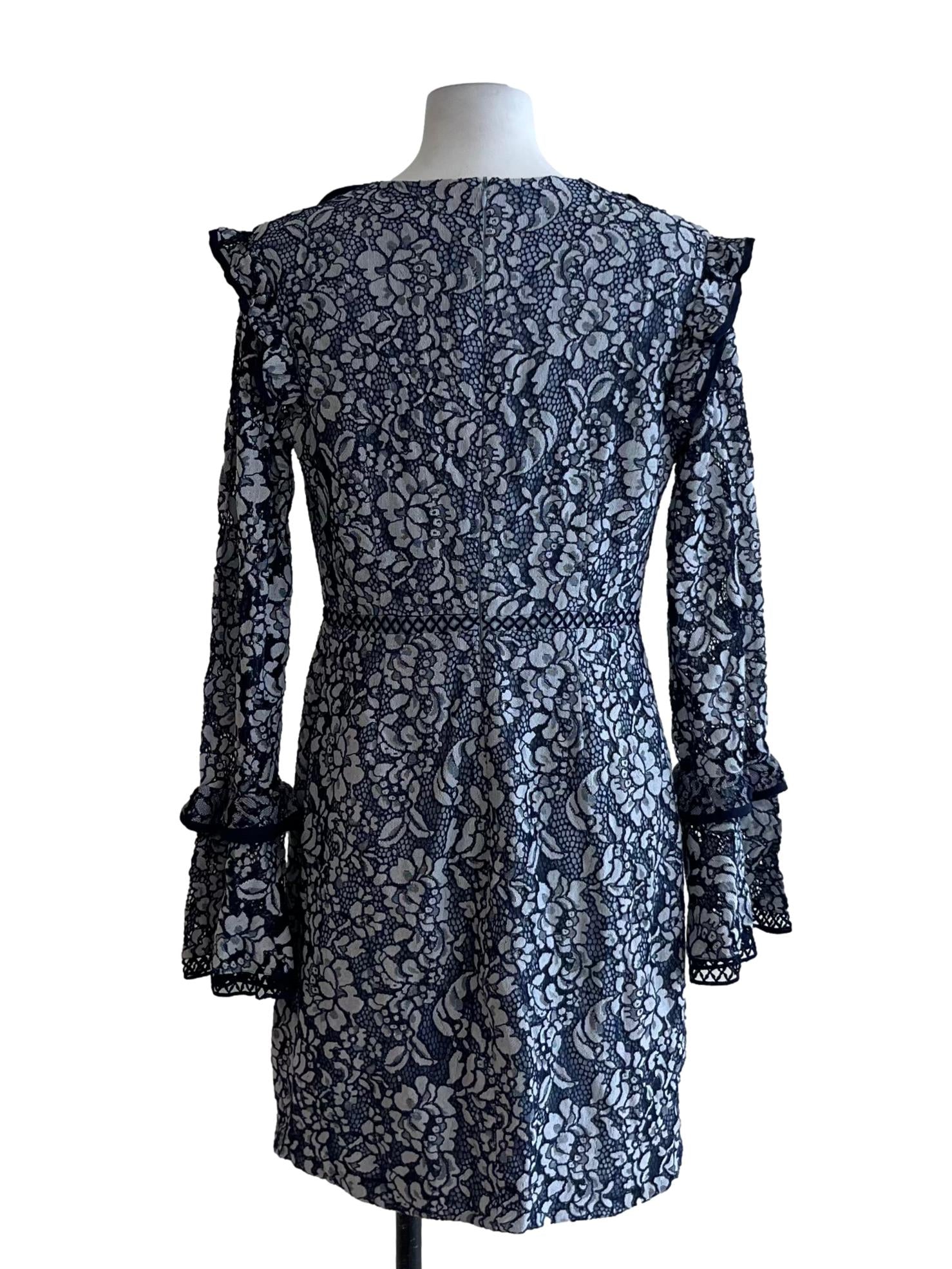 Navy Blue Lace Empire Dress