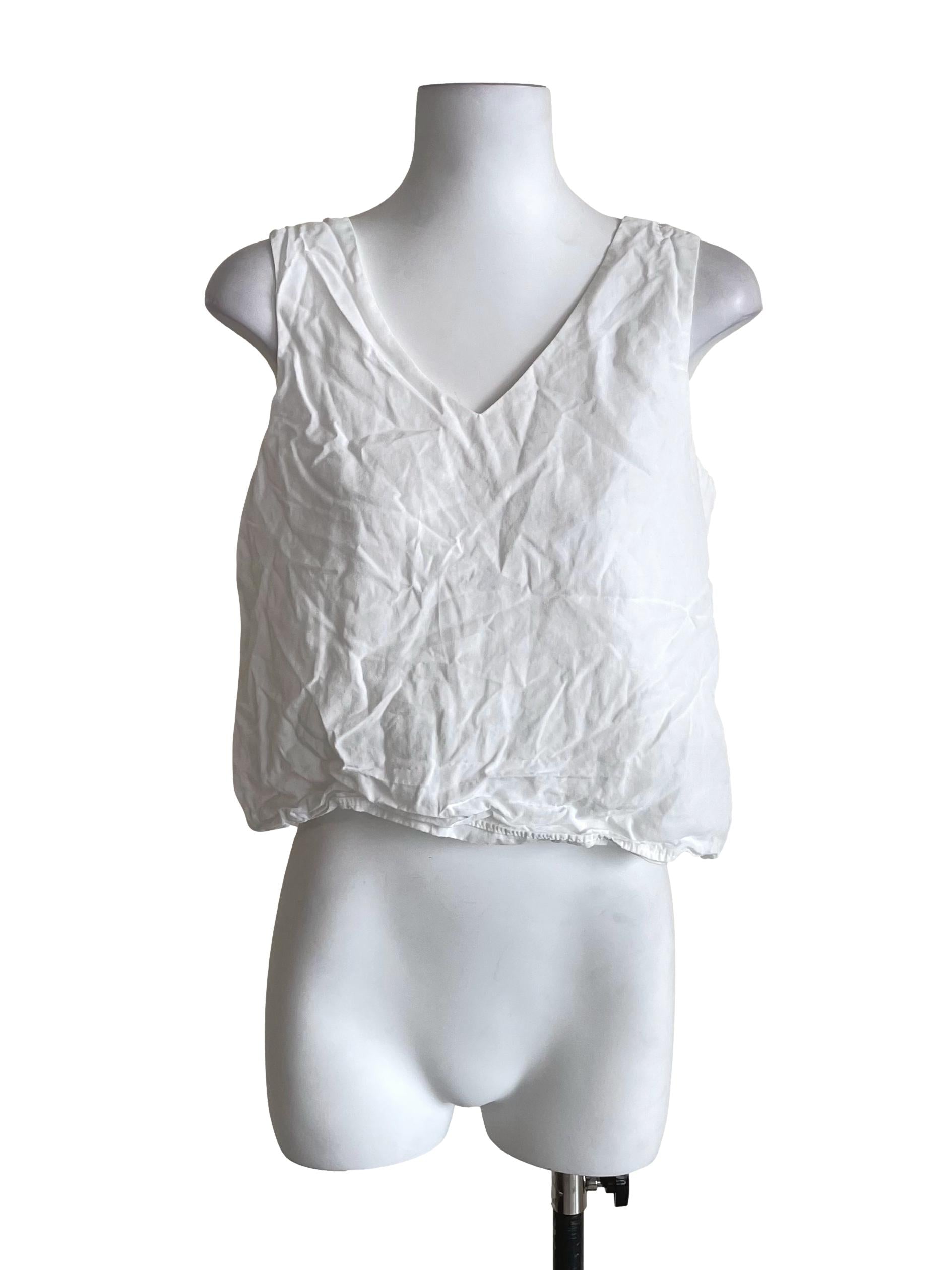 White V Neck Crop Tank TEM