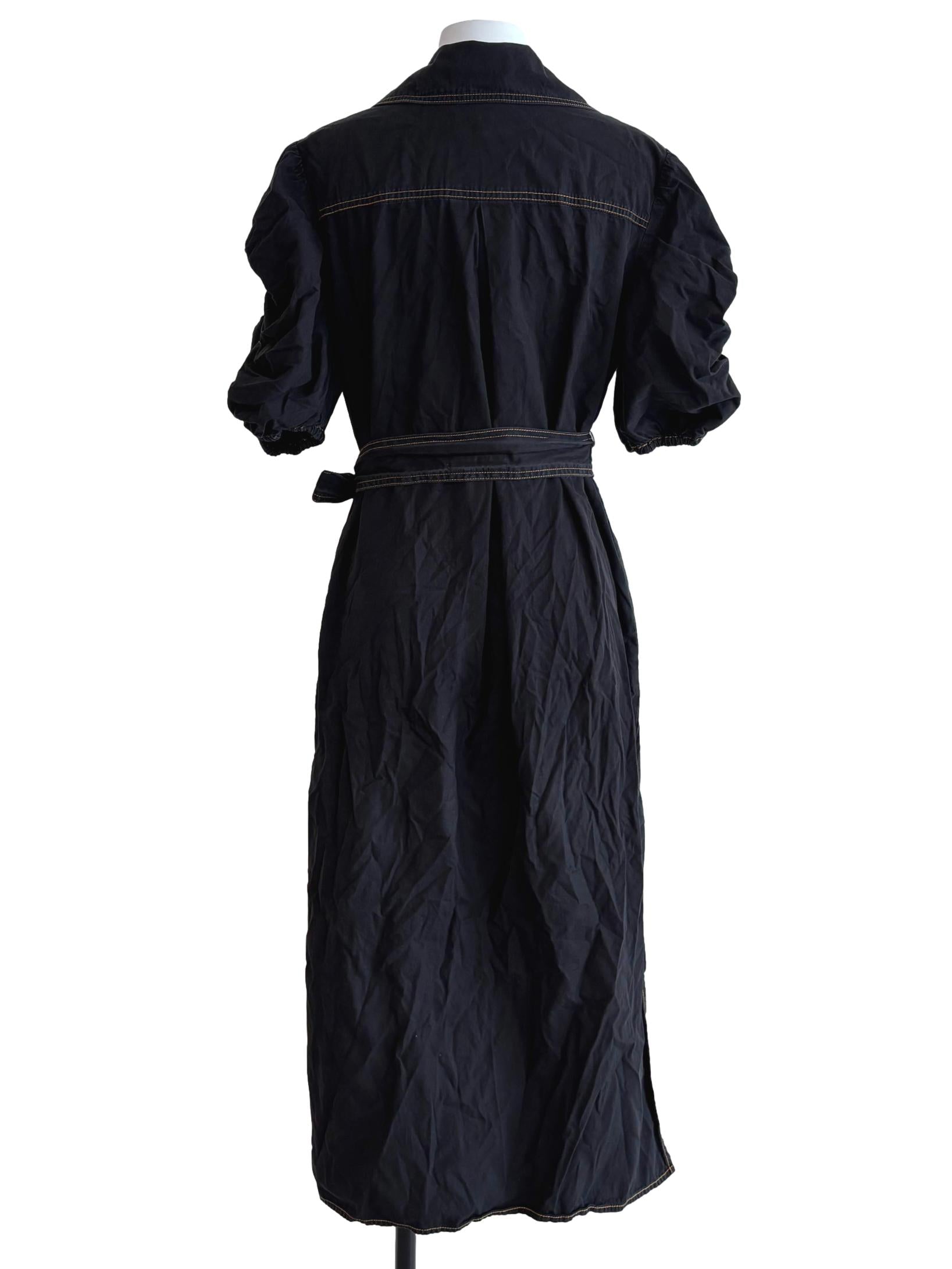 Jet Black Double Buttoned Dress