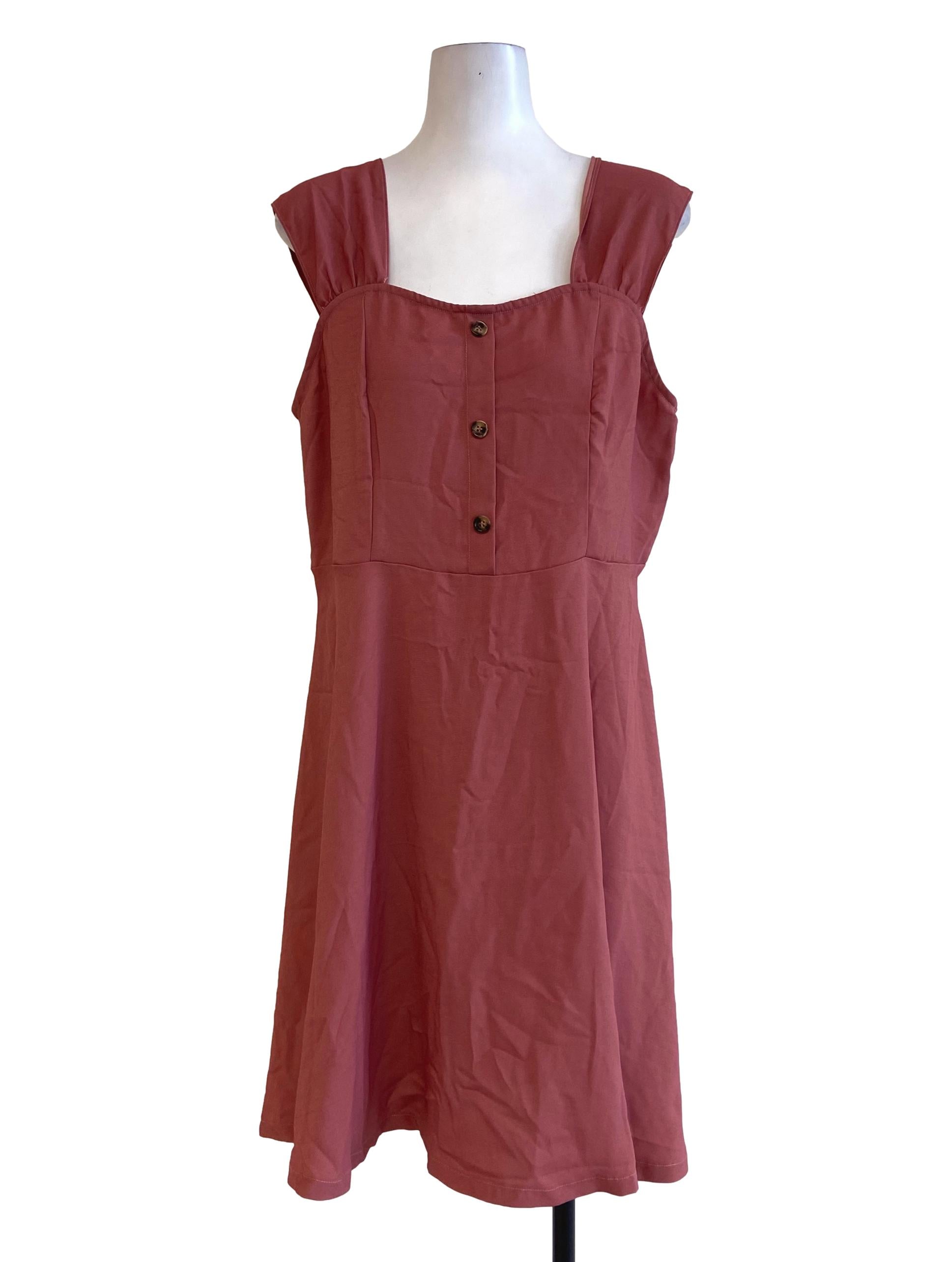 Coral Pink Sleeveless Apron Dress