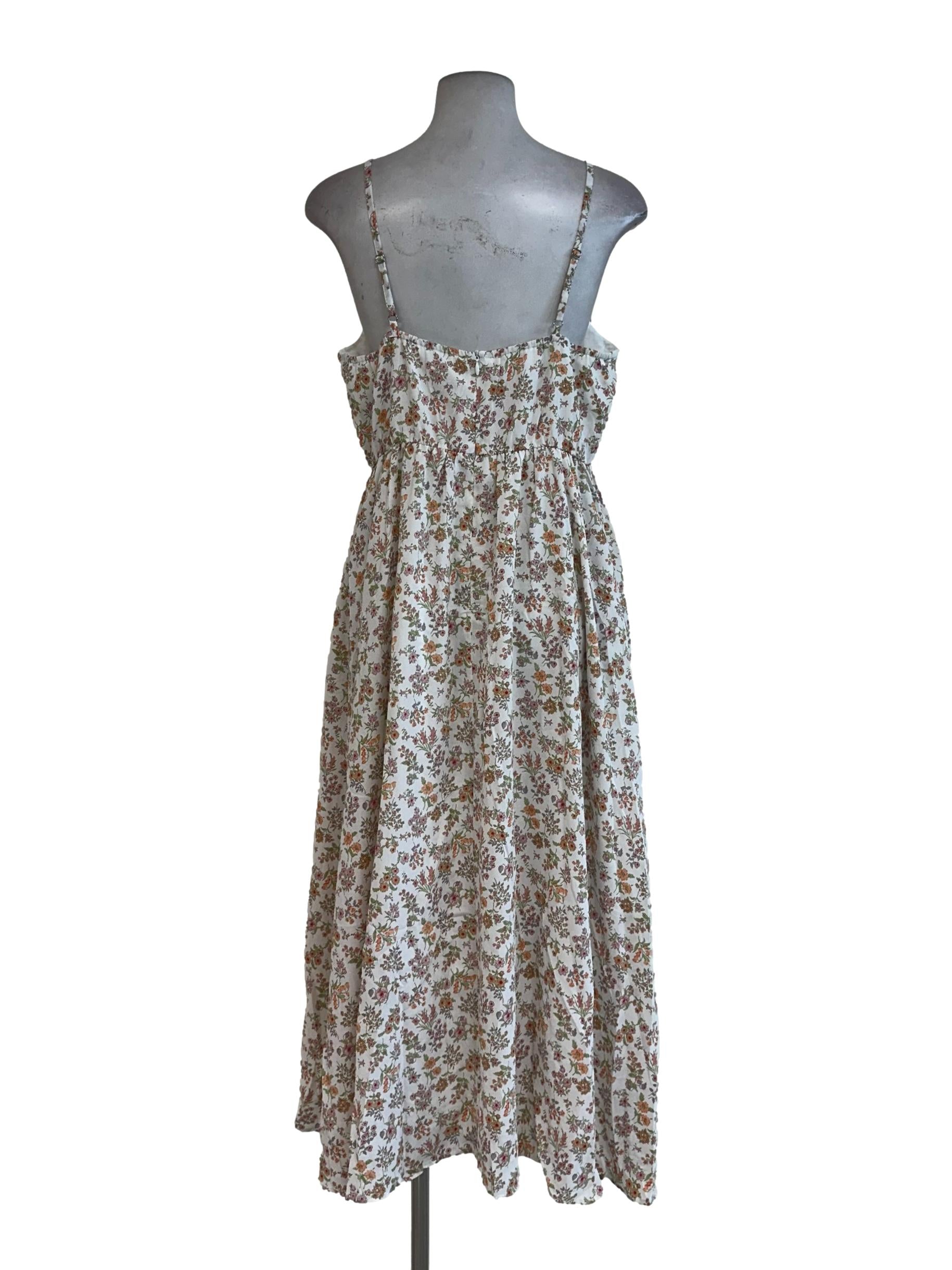 Porcelain White Flower Pattern Sleeveless Dress