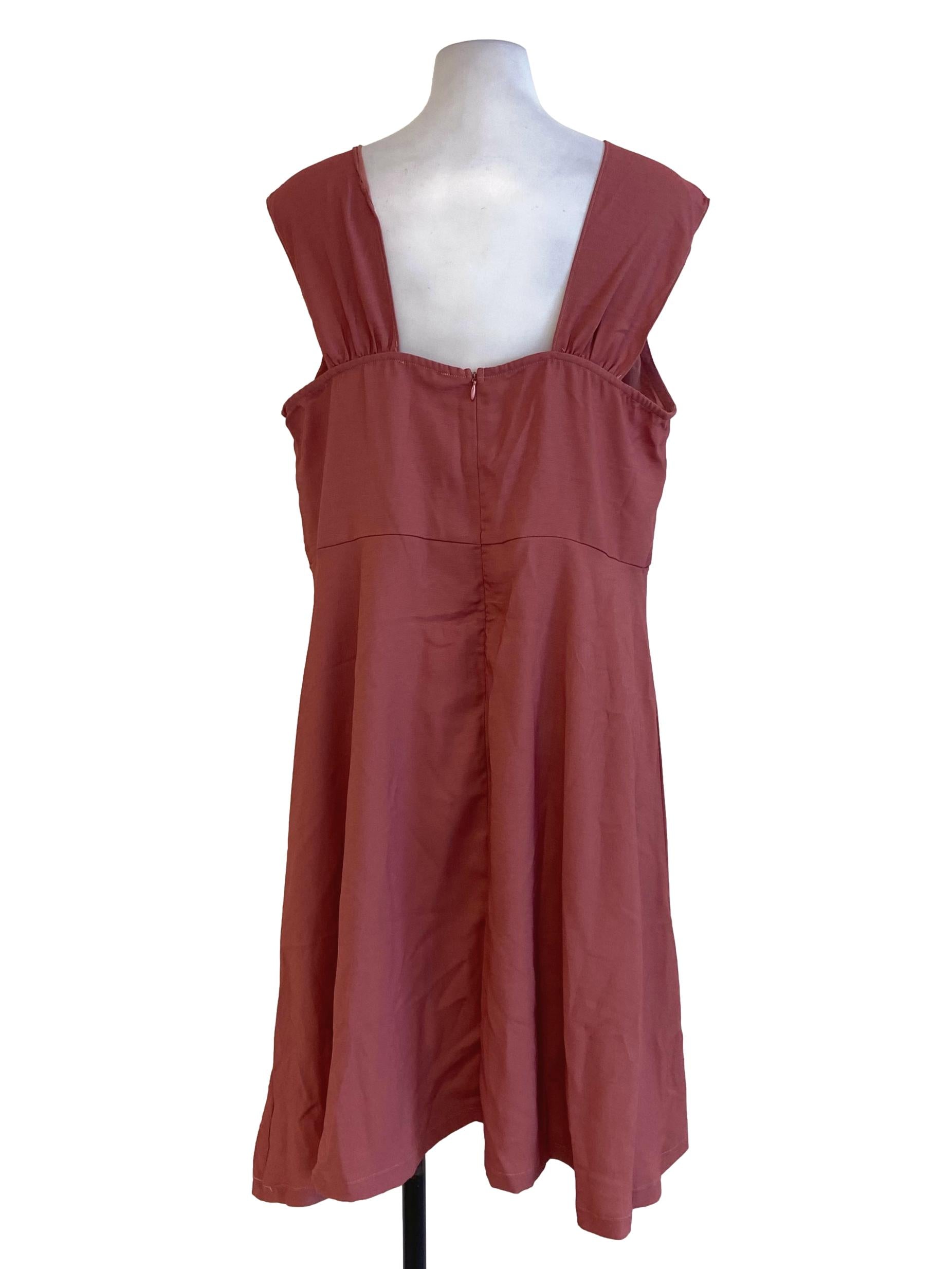 Coral Pink Sleeveless Apron Dress