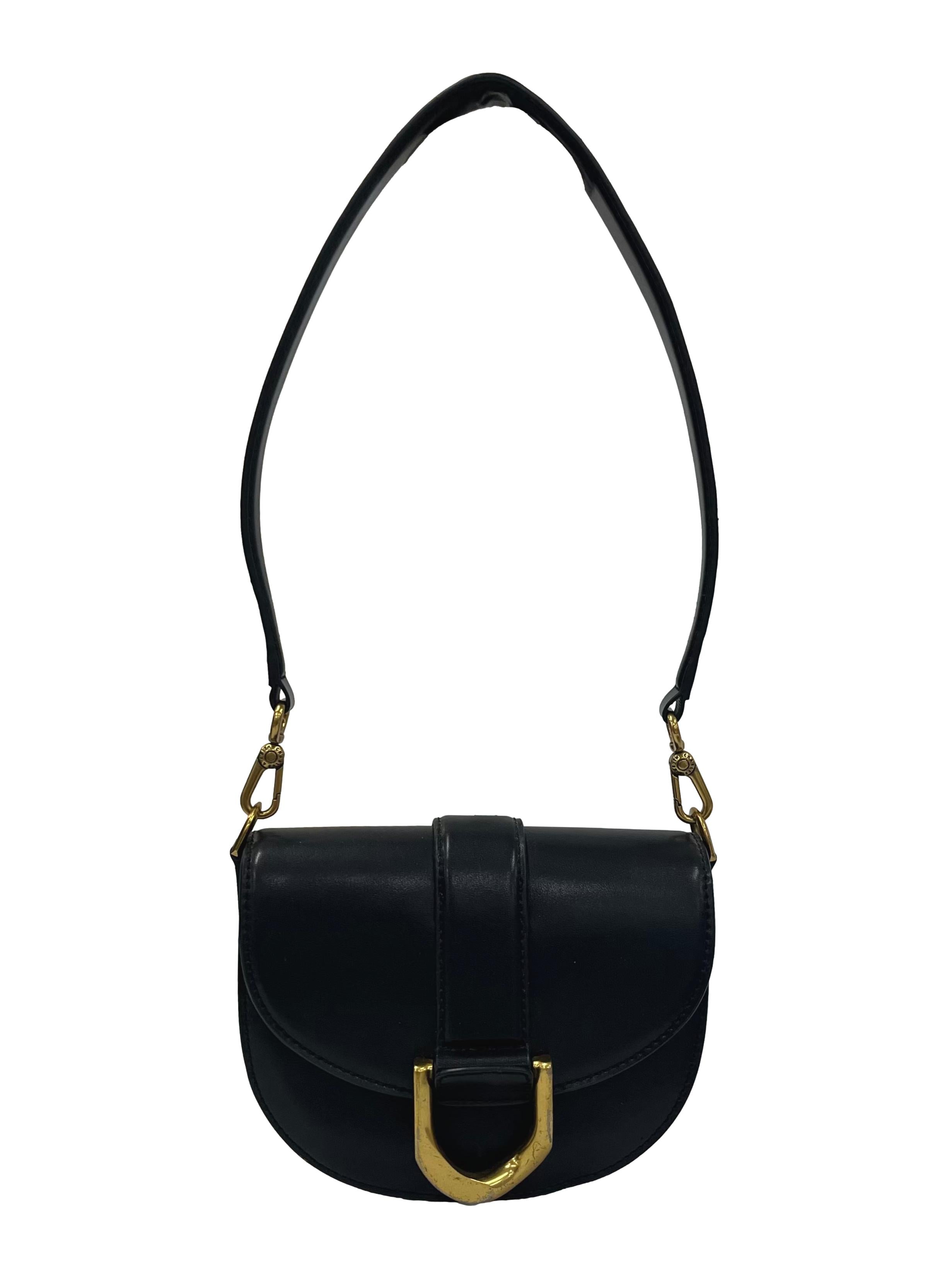 Black Gabine Leather Saddle Bag