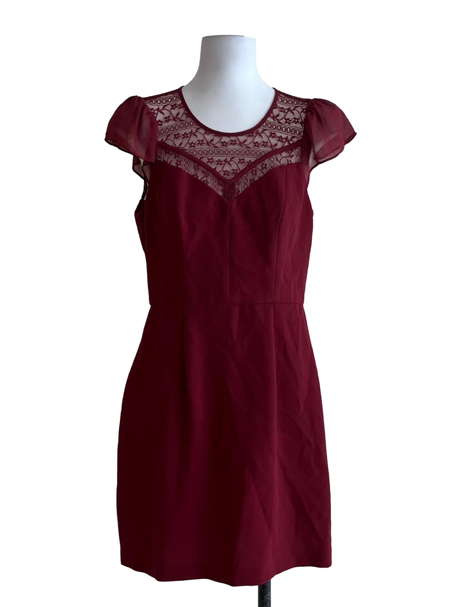 Brick Red Lace Empire Dress