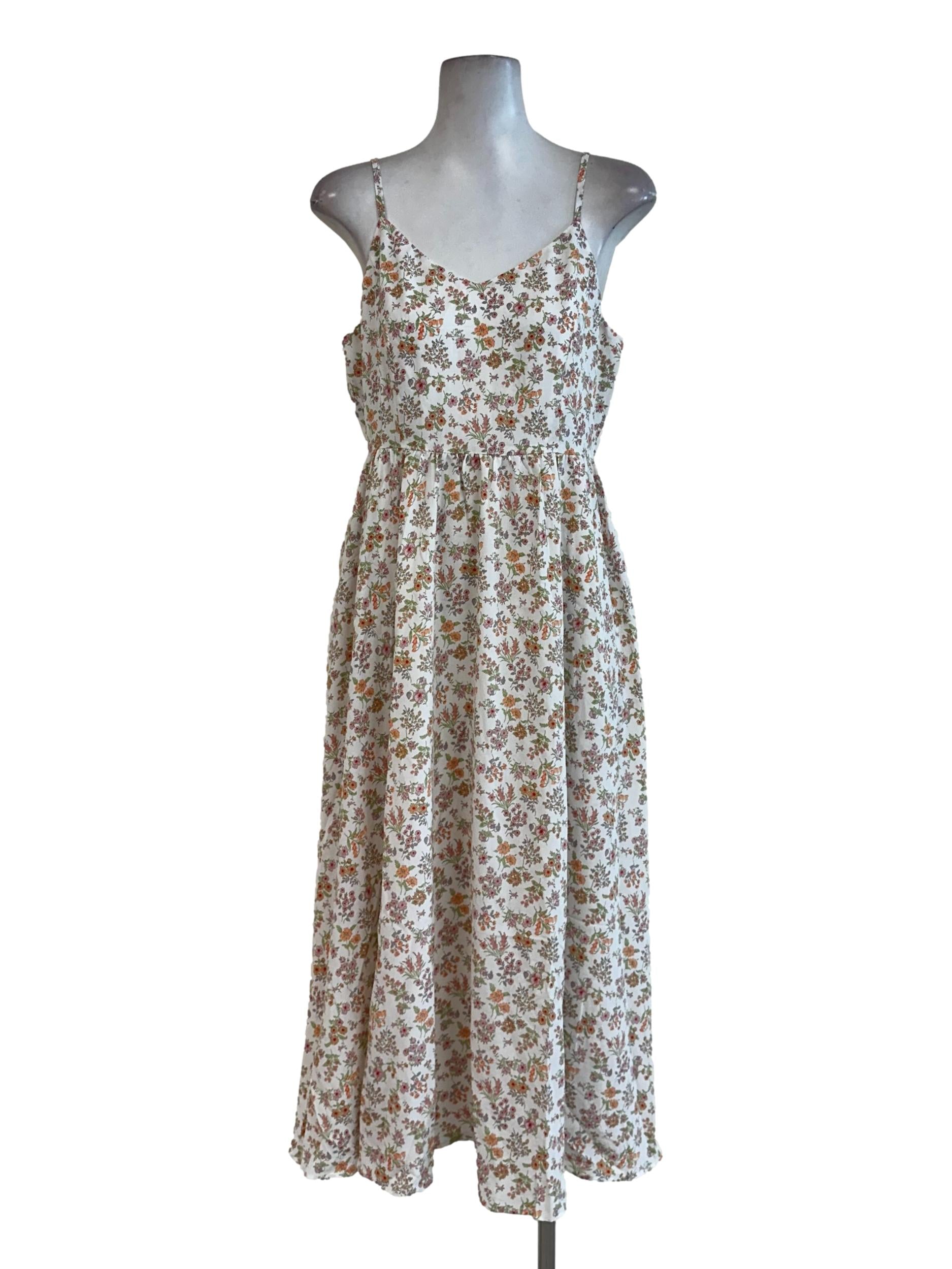 Porcelain White Flower Pattern Sleeveless Dress