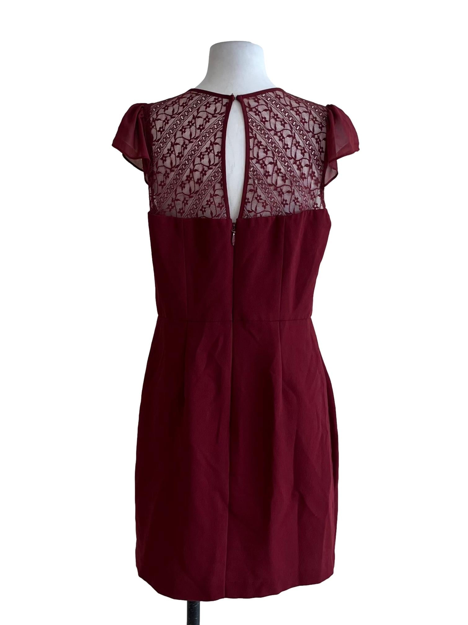 Brick Red Lace Empire Dress