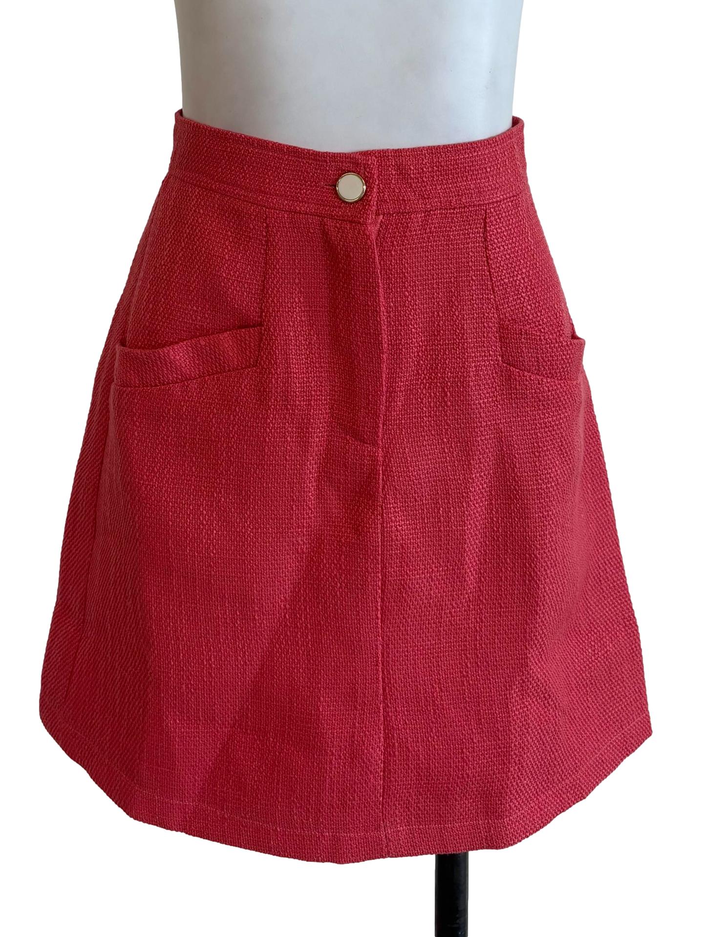 Orange Textured Mini Skirt