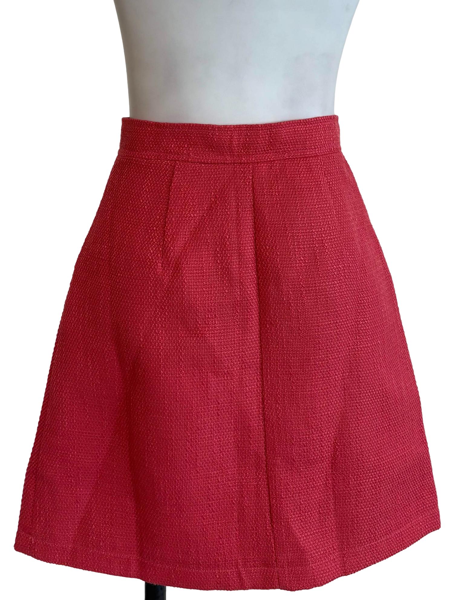 Orange Textured Mini Skirt