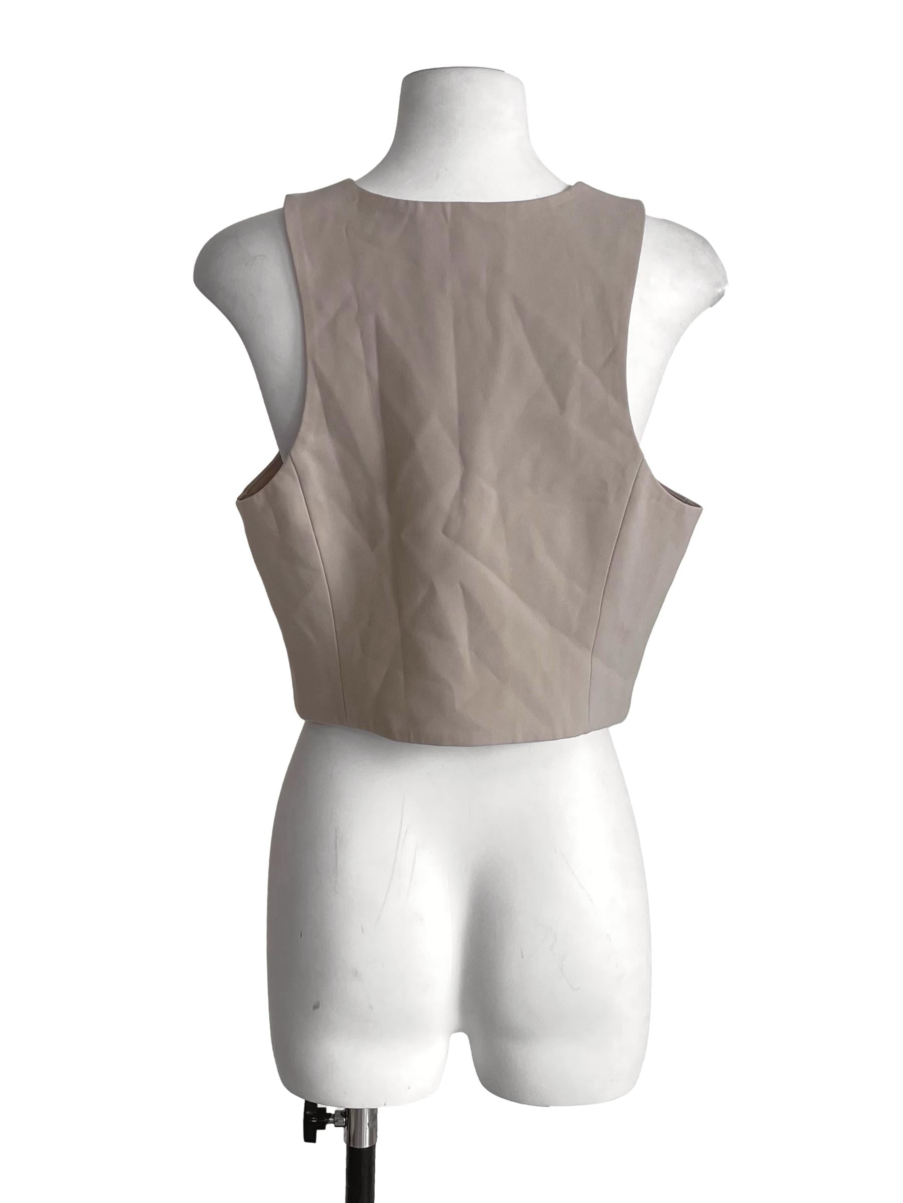 Beige Crop Suit Vest