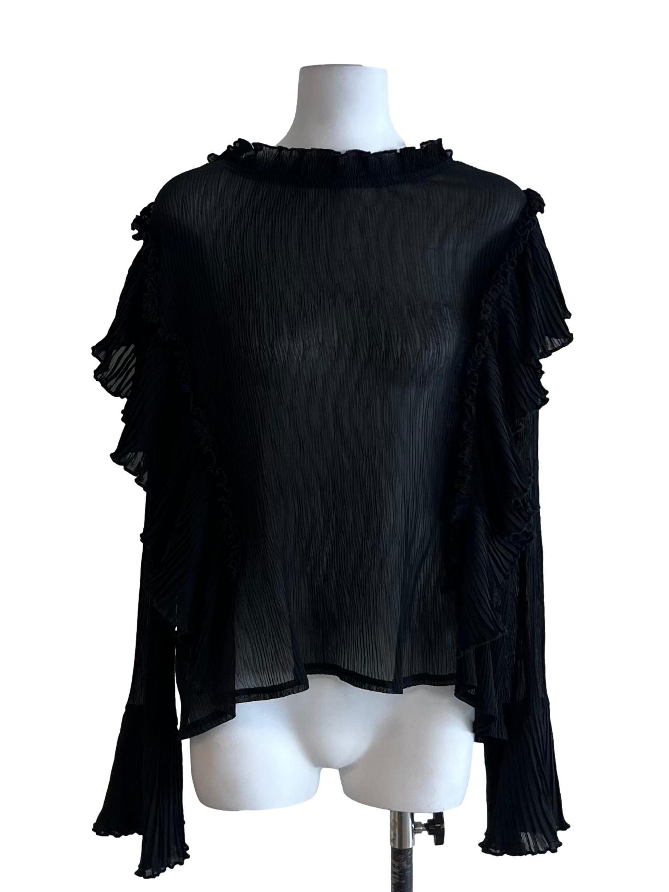 Black Ruffle Collar Blouse