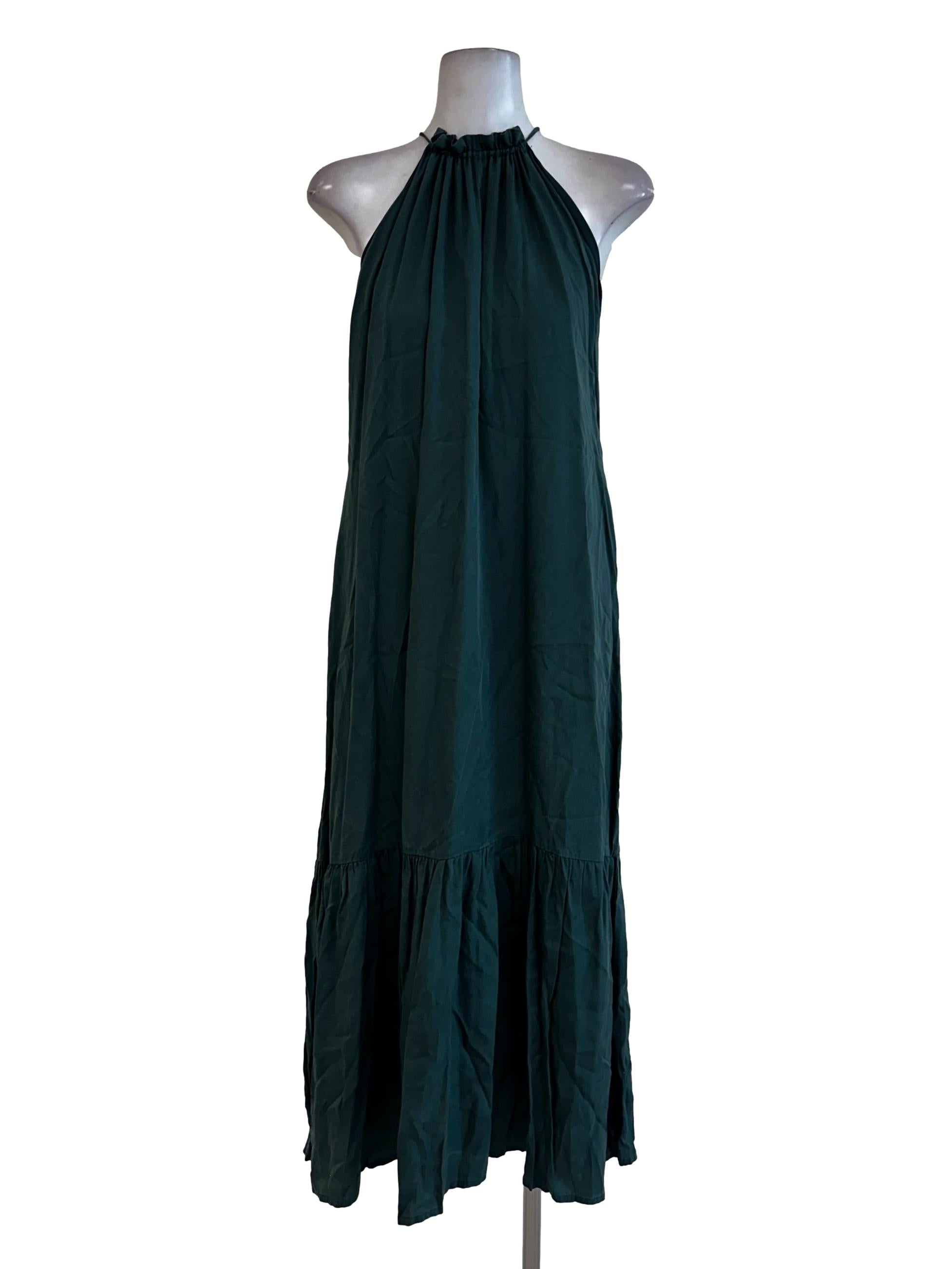 Teal Green Spaghetti Straps Maxi Dress