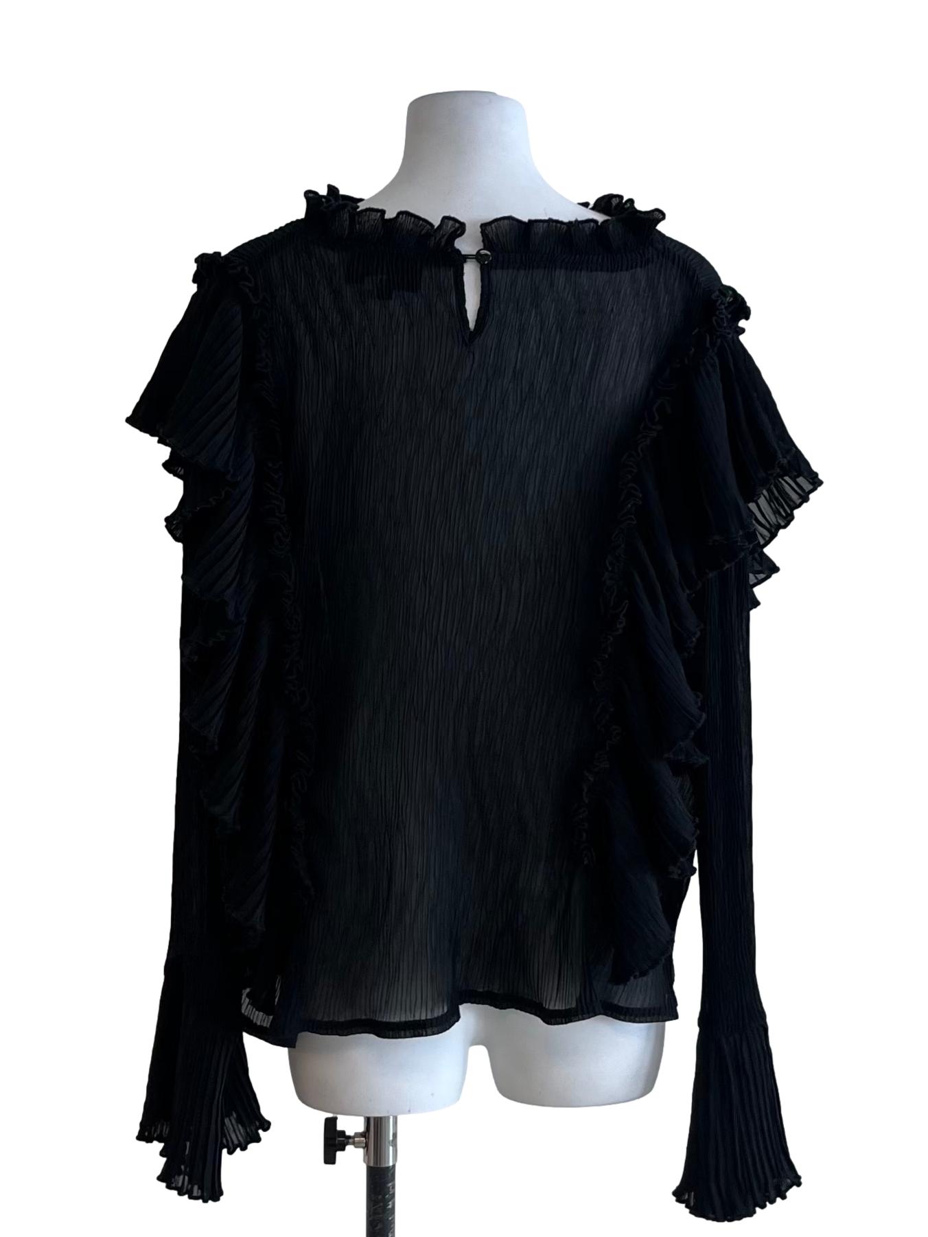 Black Ruffle Collar Blouse