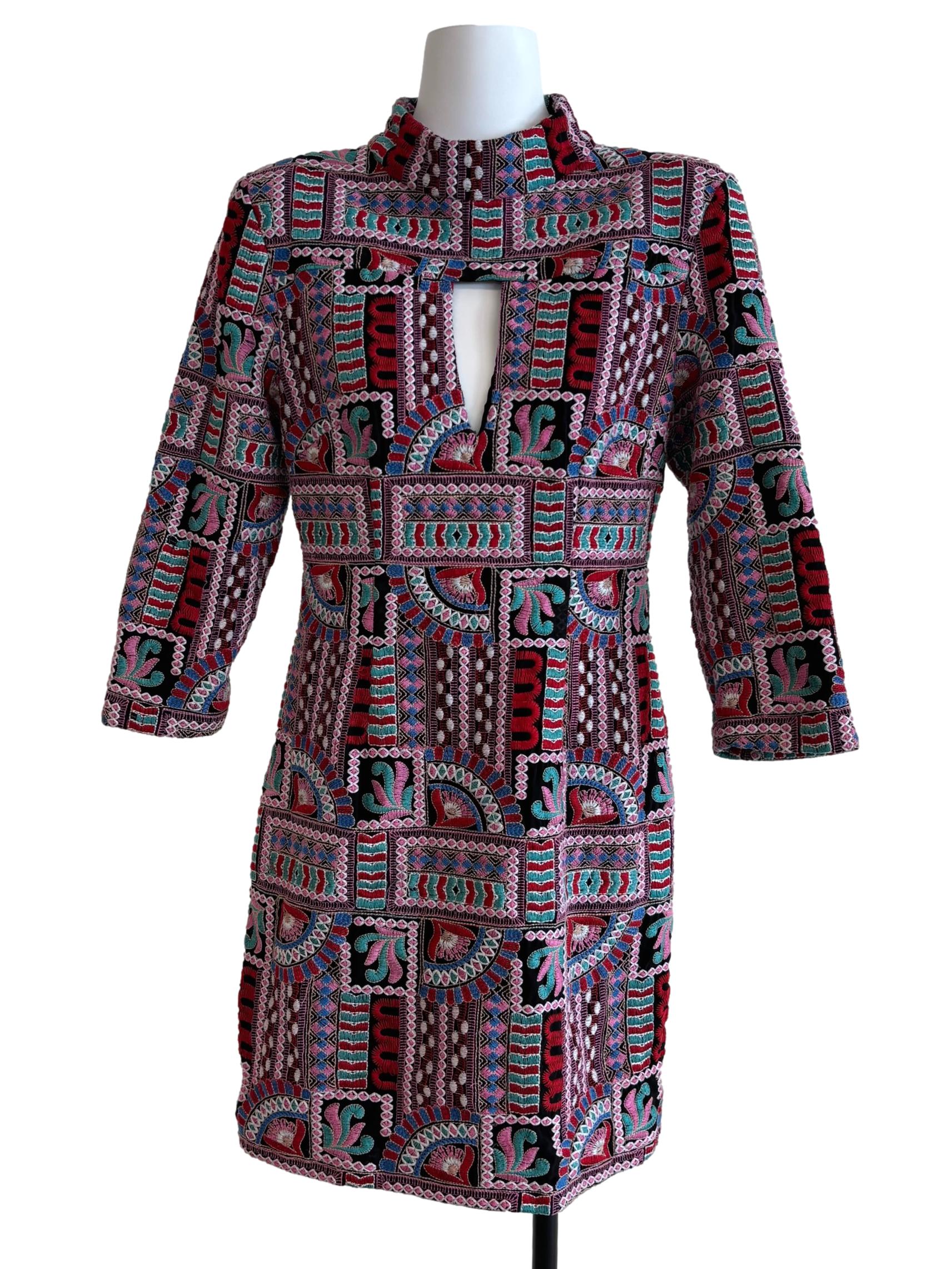 Multicolour Patterned Mini Dress