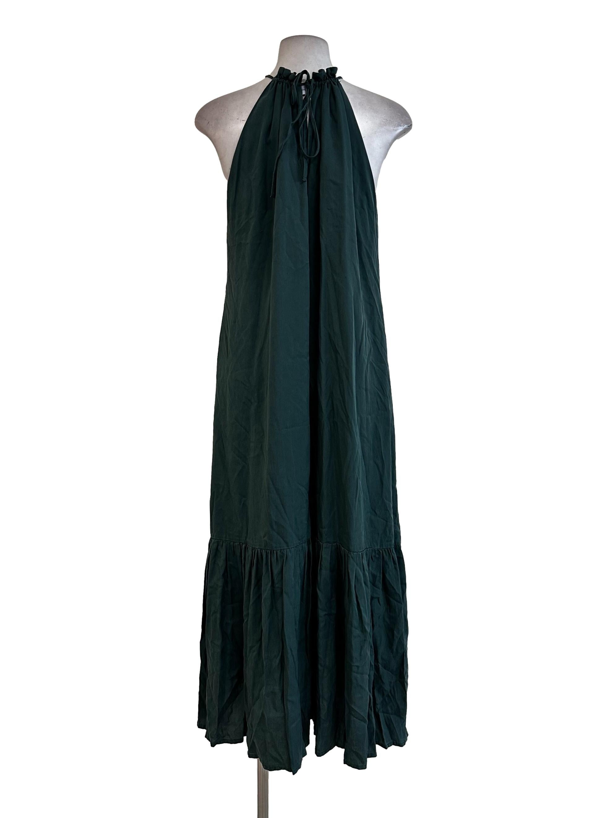 Teal Green Spaghetti Straps Maxi Dress