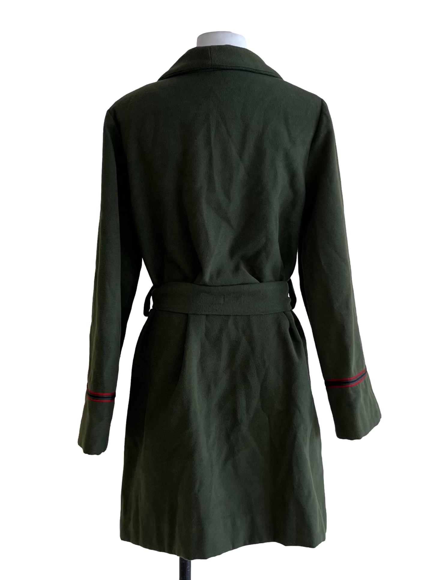 Sage Green Notched Neckline Wrap Coat