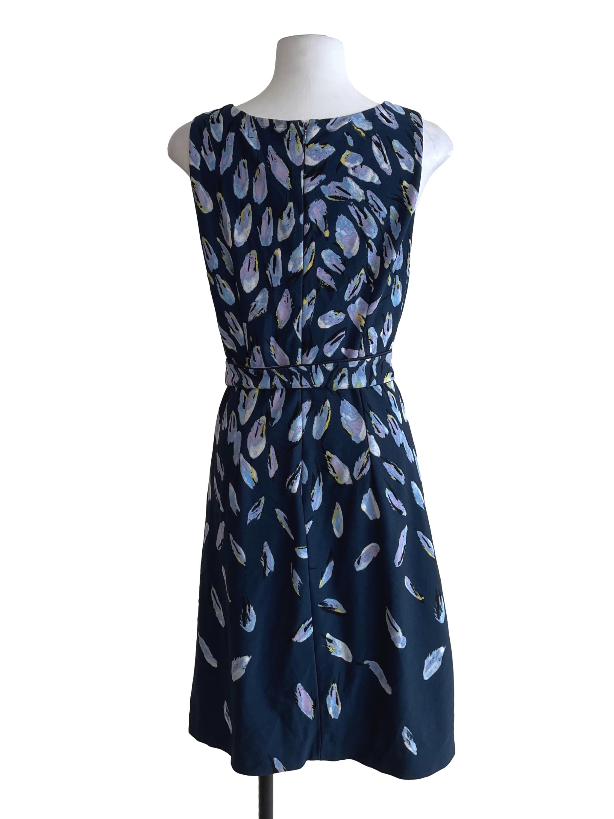 Dark Blue Painting V Neck Dress