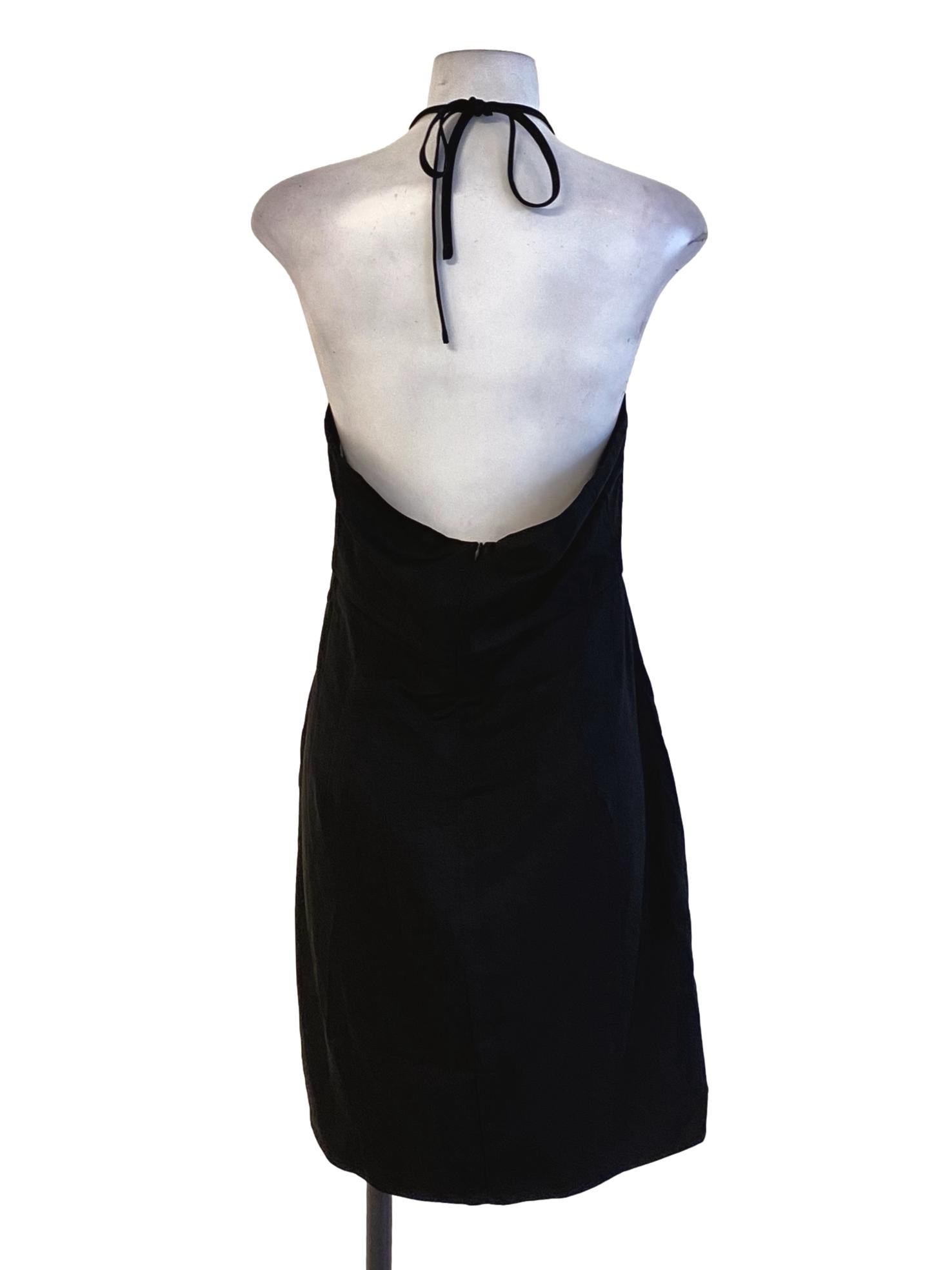 Rich Black Halter Neck Wrap Bodycon Dress