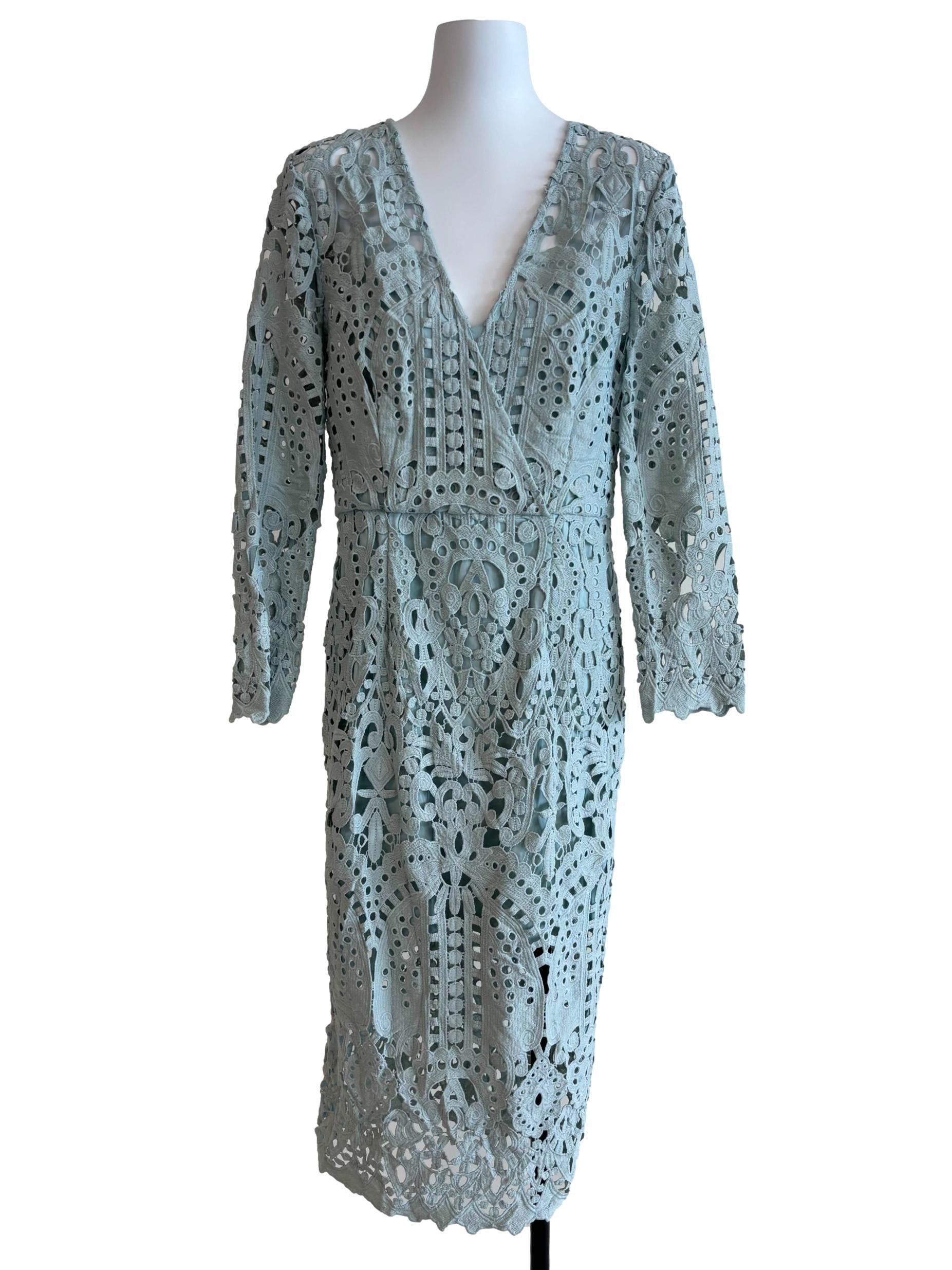 Tiffany Green Long Sleeve Lace Dress