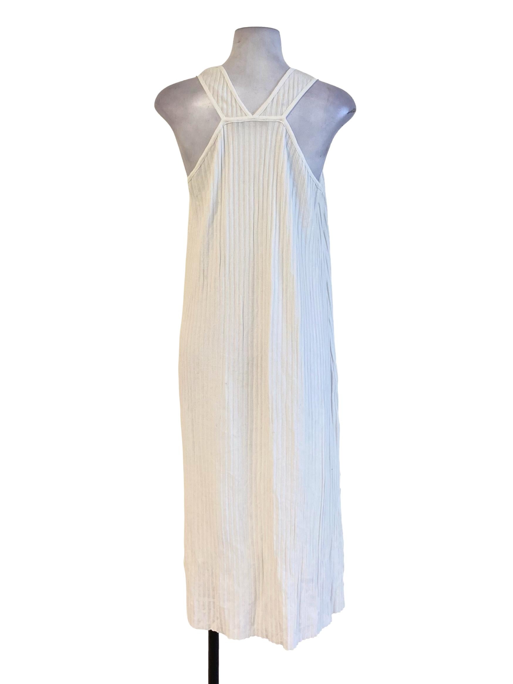 Daisy White Stripes Knitted Round Neck Shift Dress