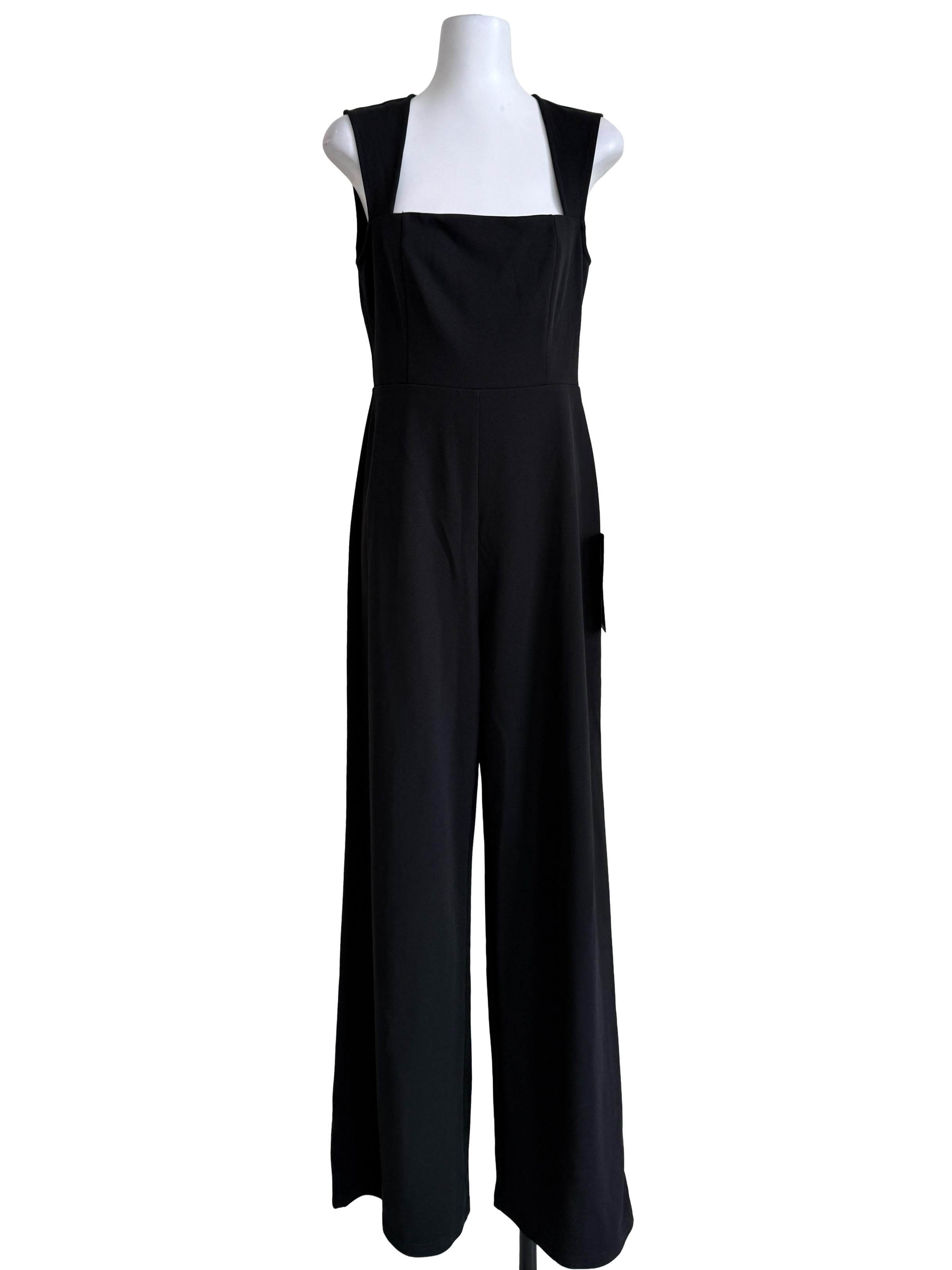 Black Sleeveless Square Neck Jumpsuit