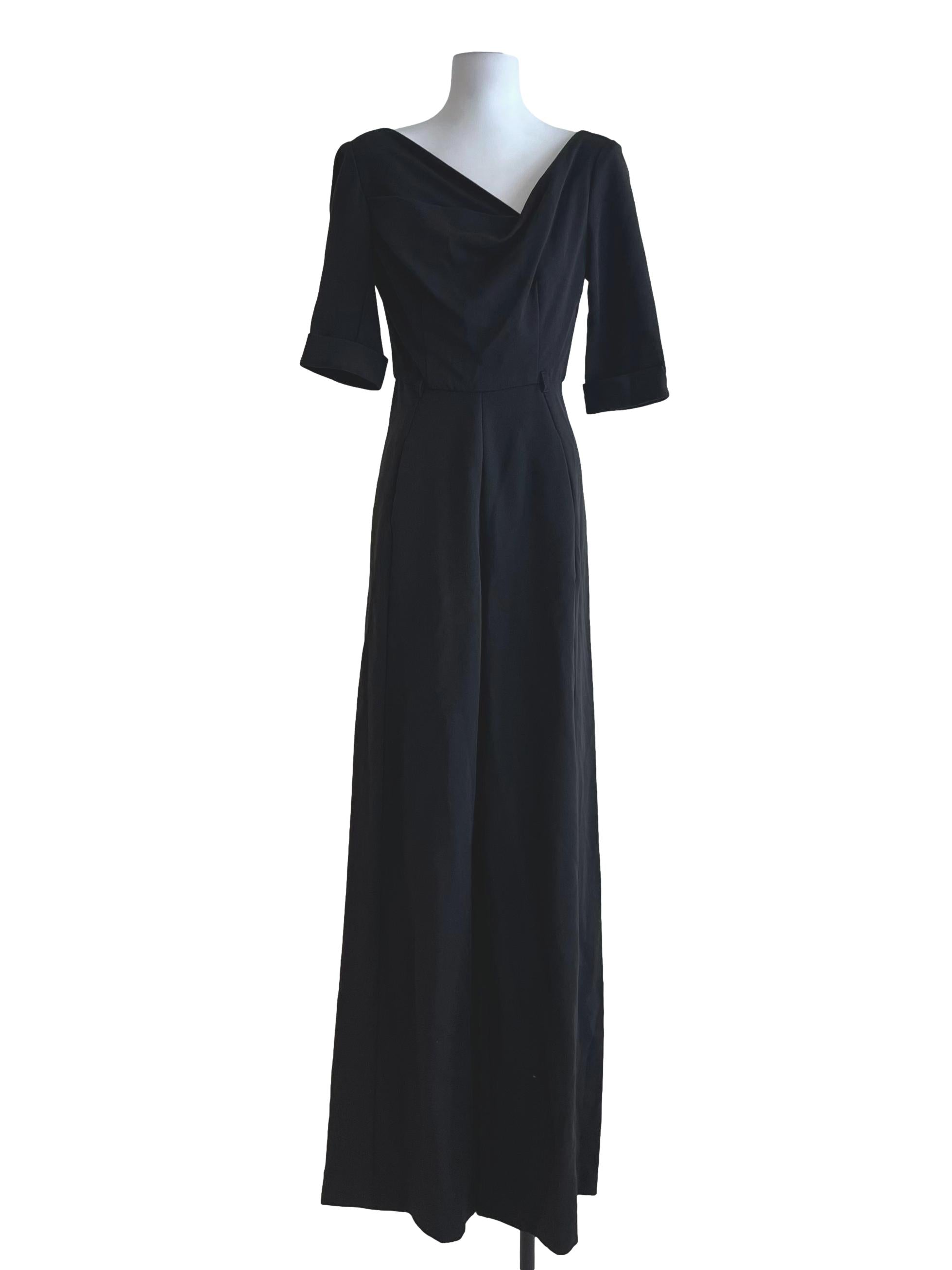 Black Asymmetrical Neckline Jumpsuit