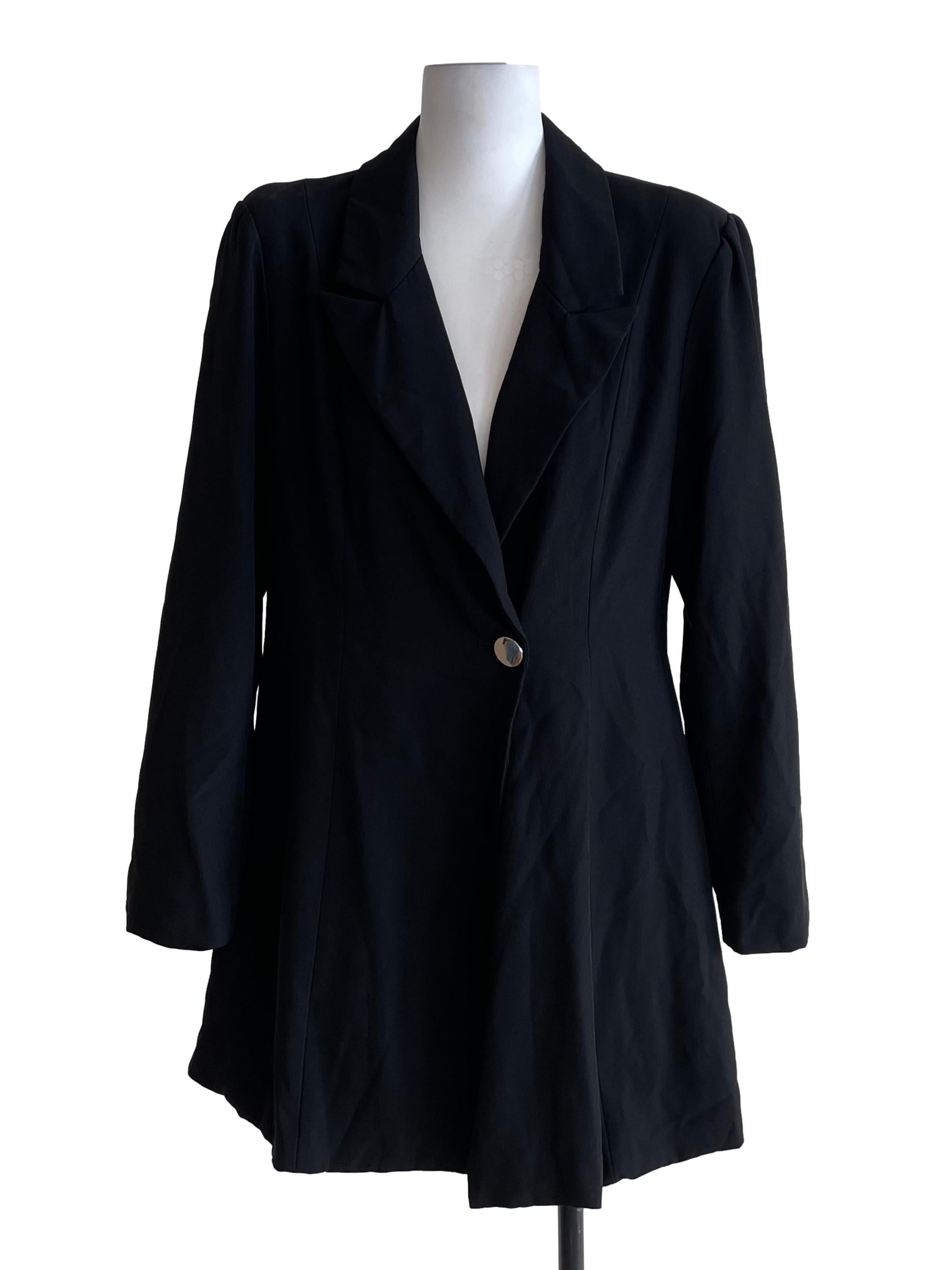 Black Slim Cut Long Blazer