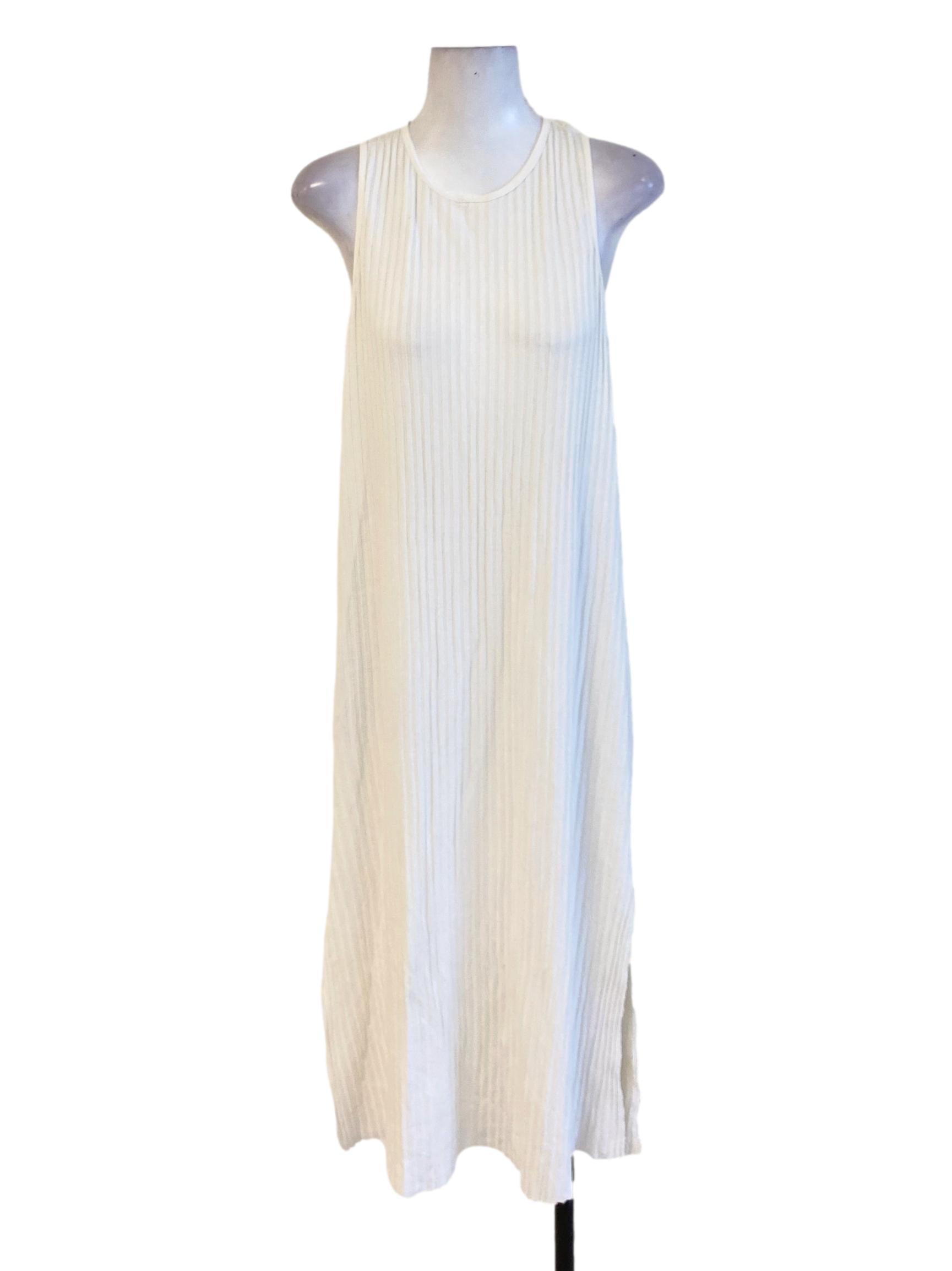 Daisy White Stripes Knitted Round Neck Shift Dress