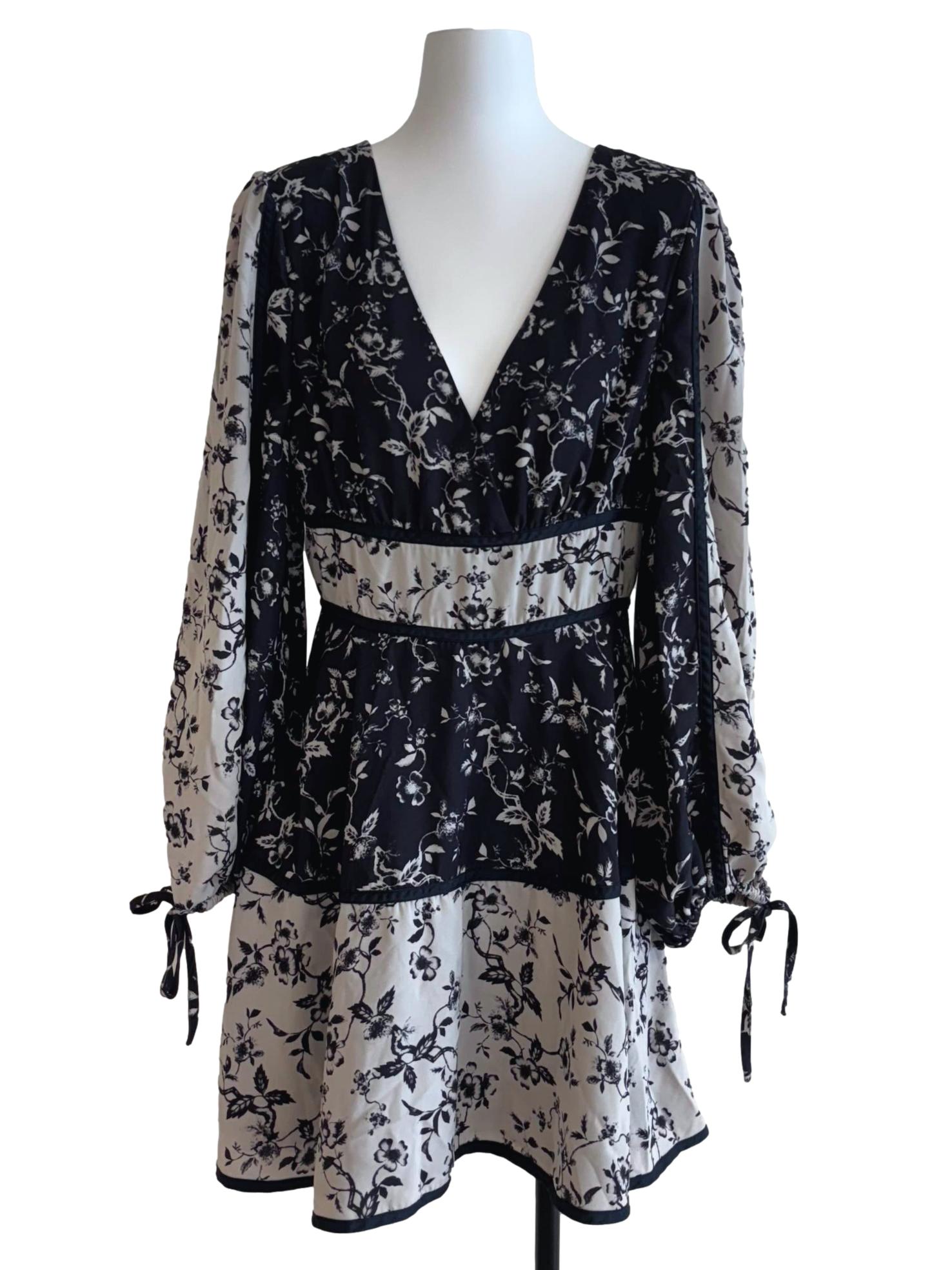 Midnight Blue And Snow Grey A-Line Dress