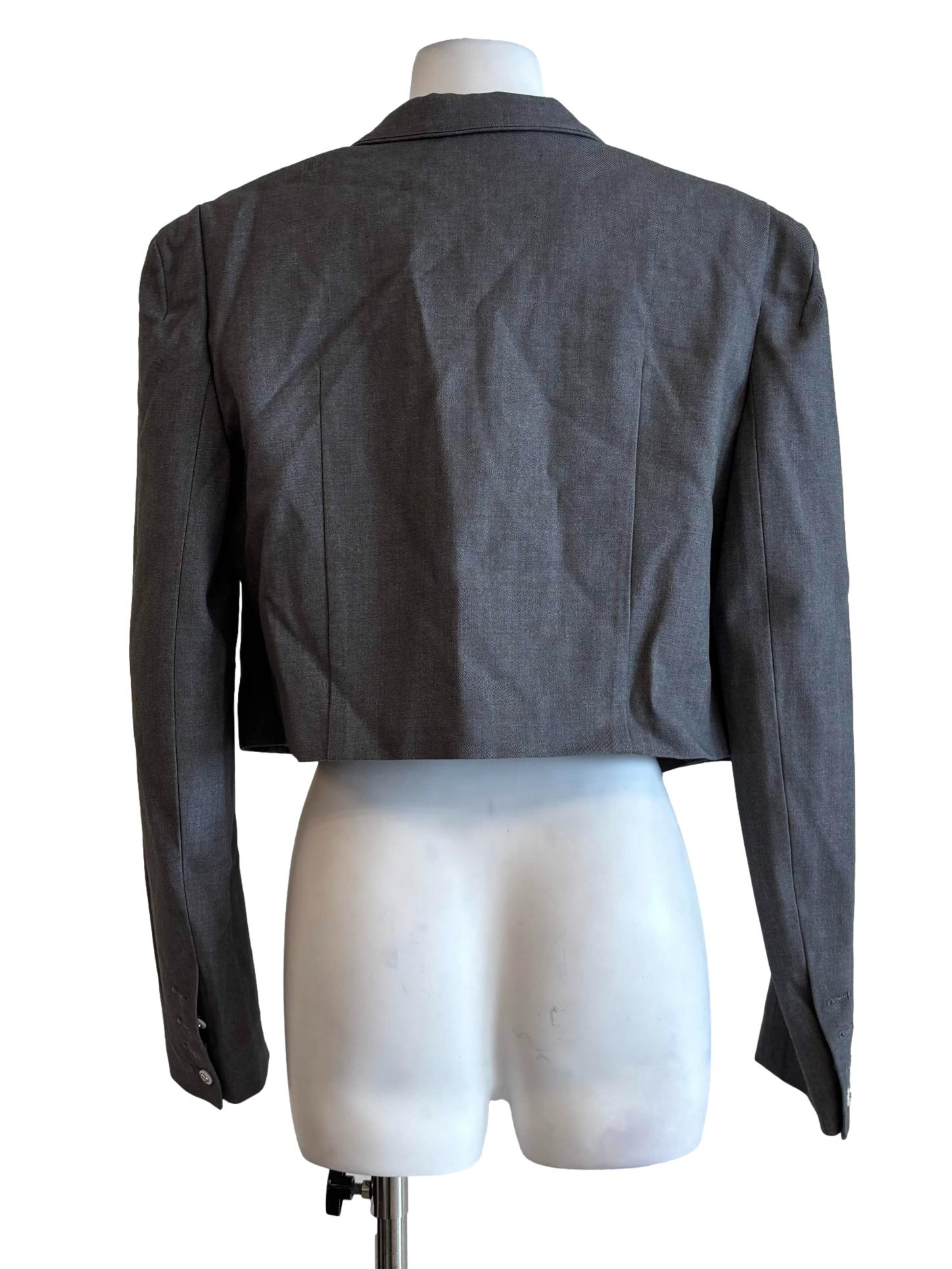 Carbon Grey Buttonless Cropped Blazer