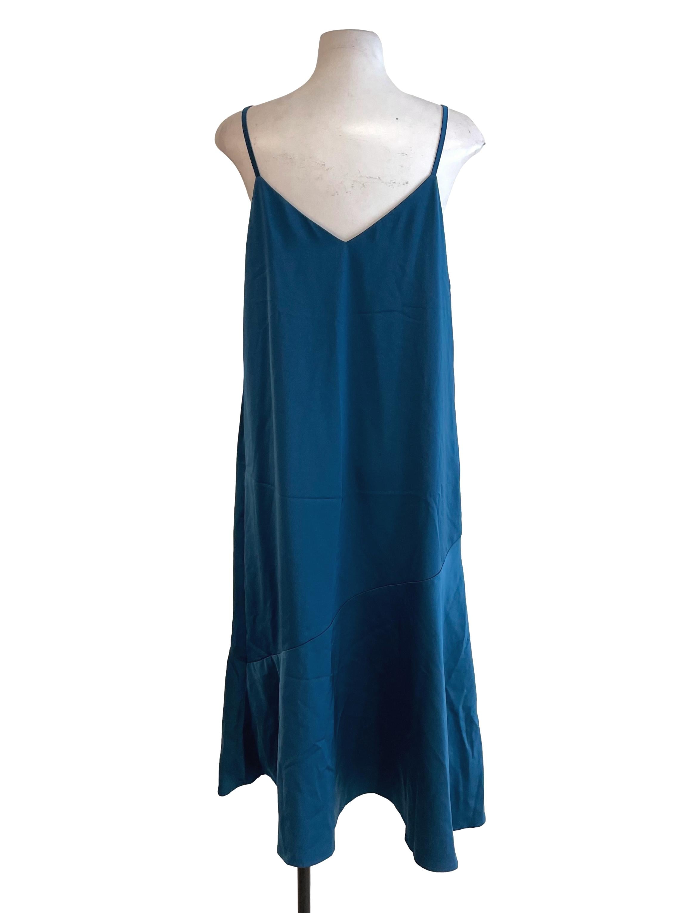 Spruce Satin V Neck Dress