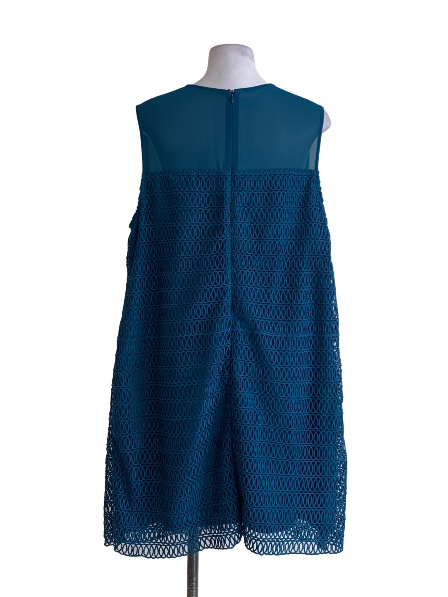 Teal Blue Sleeveless Lace Mini Dress