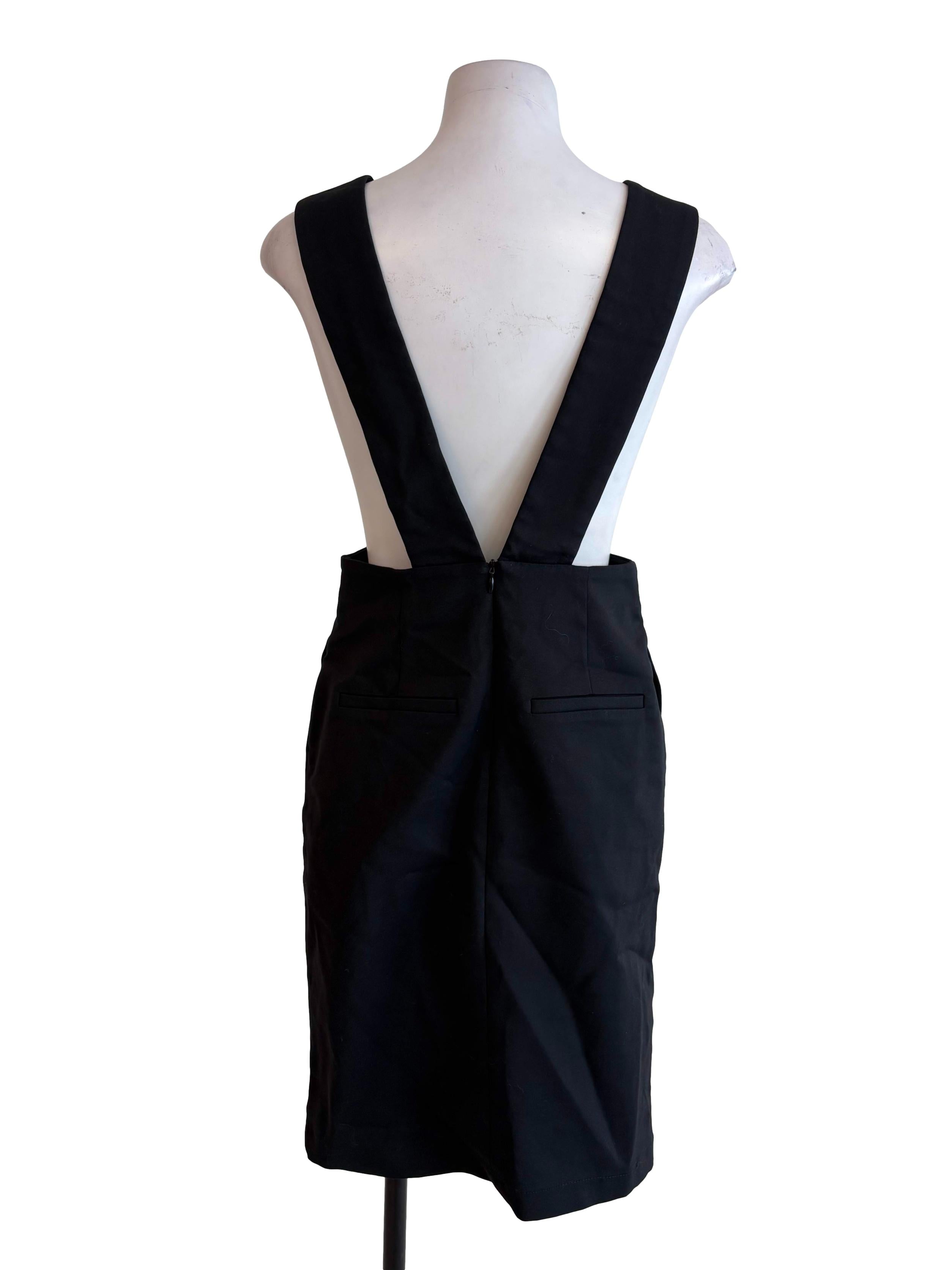 Black Thick Strap A-Line Overall Skirt