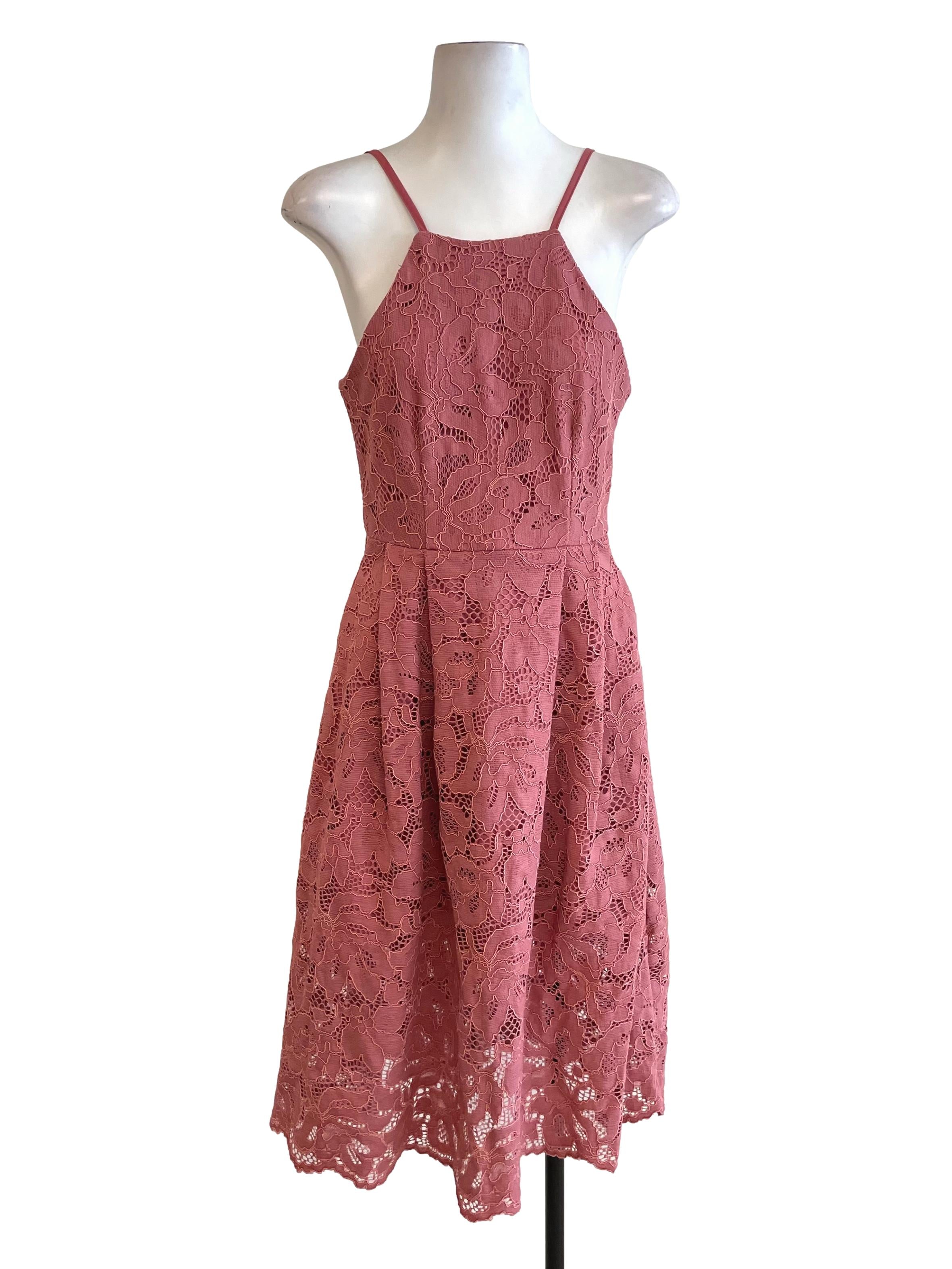 Blush Floral Lace Pegged Dress