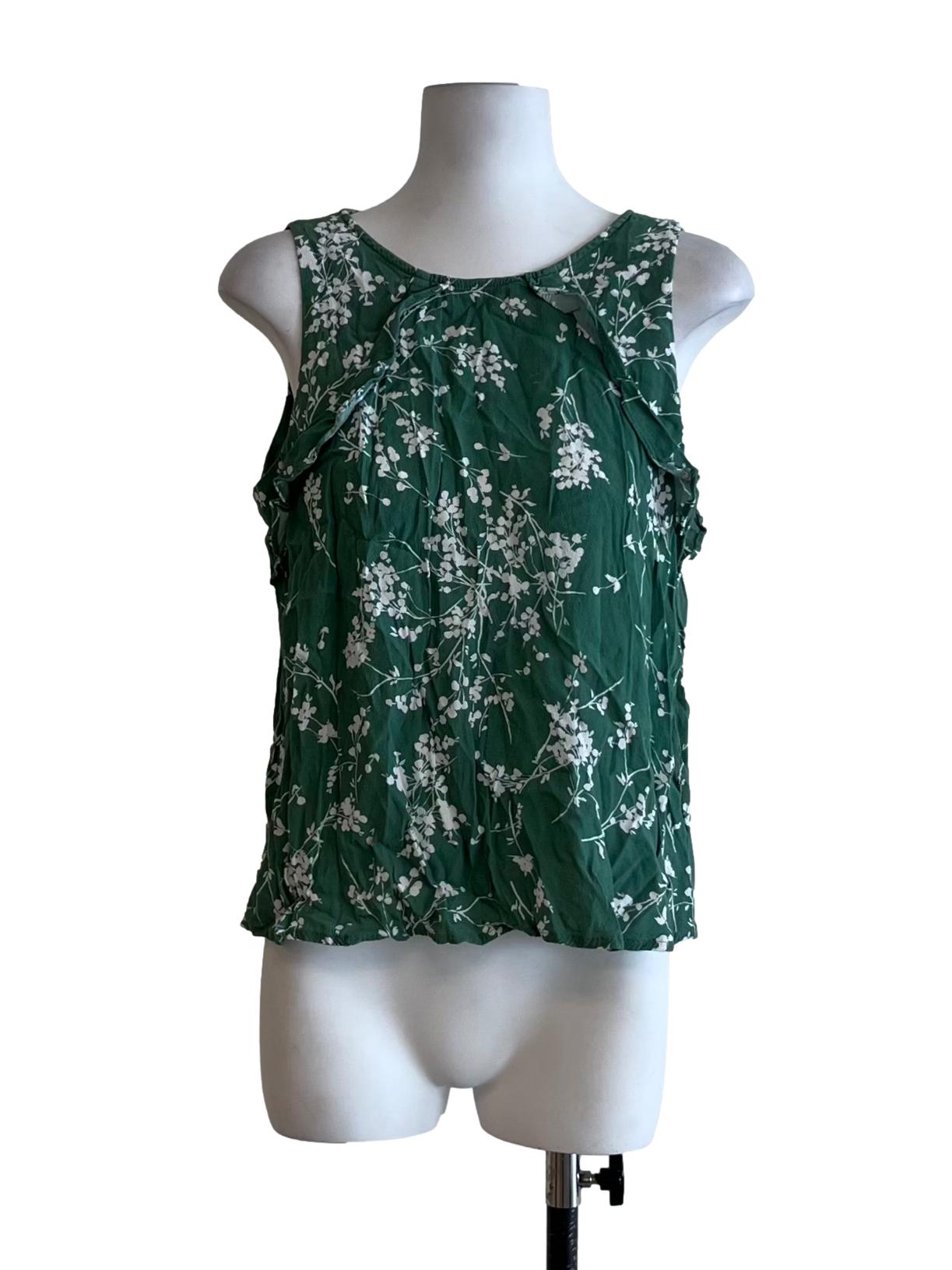 Sage Green Jewel Neckline Sleeveless Top
