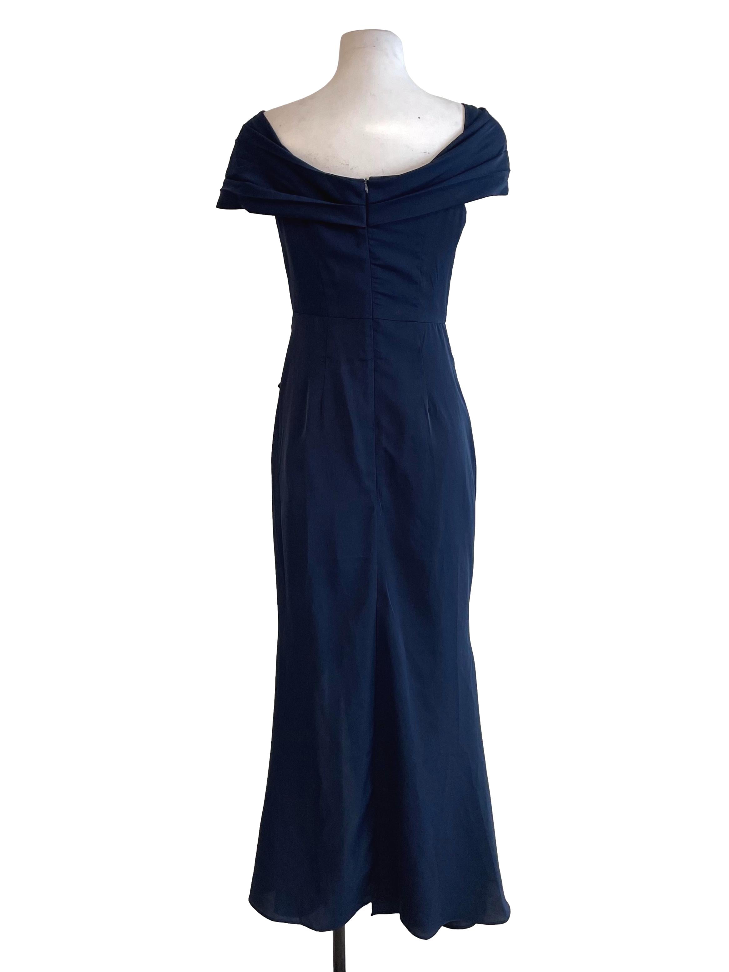 Navy Draped Dinner Dress