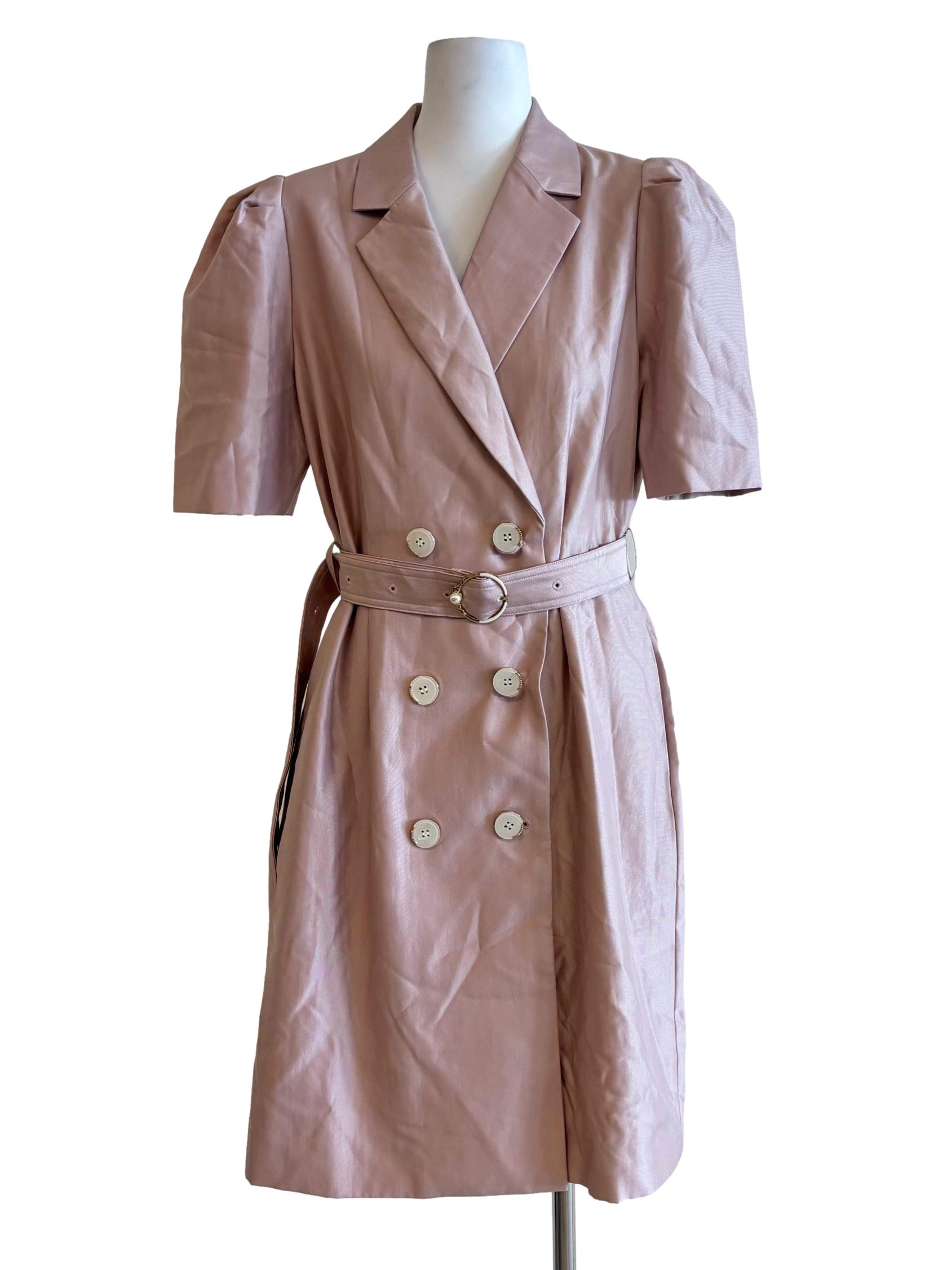 Dusty Rose Double Button Coat Dress