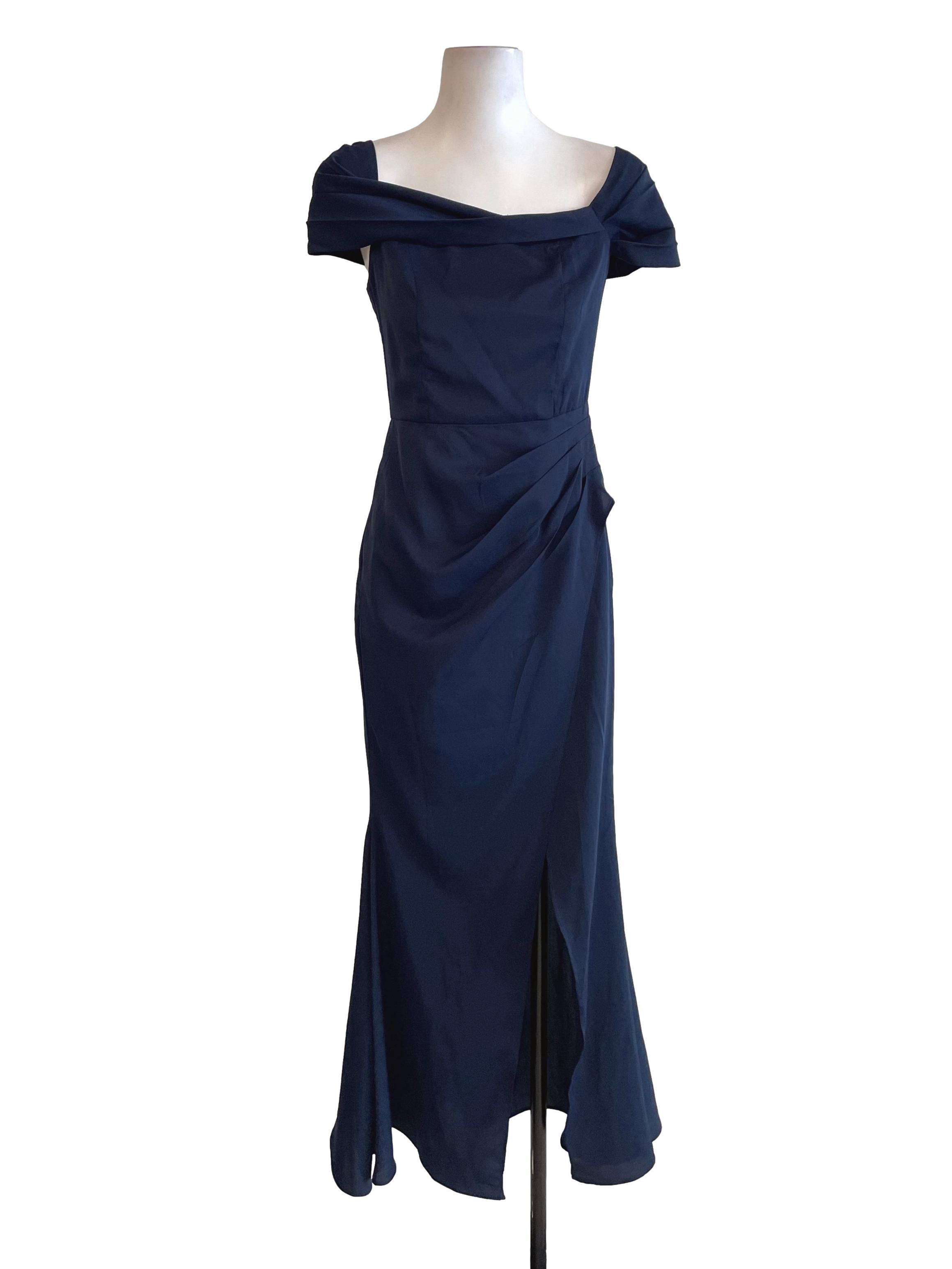 Navy Draped Dinner Dress