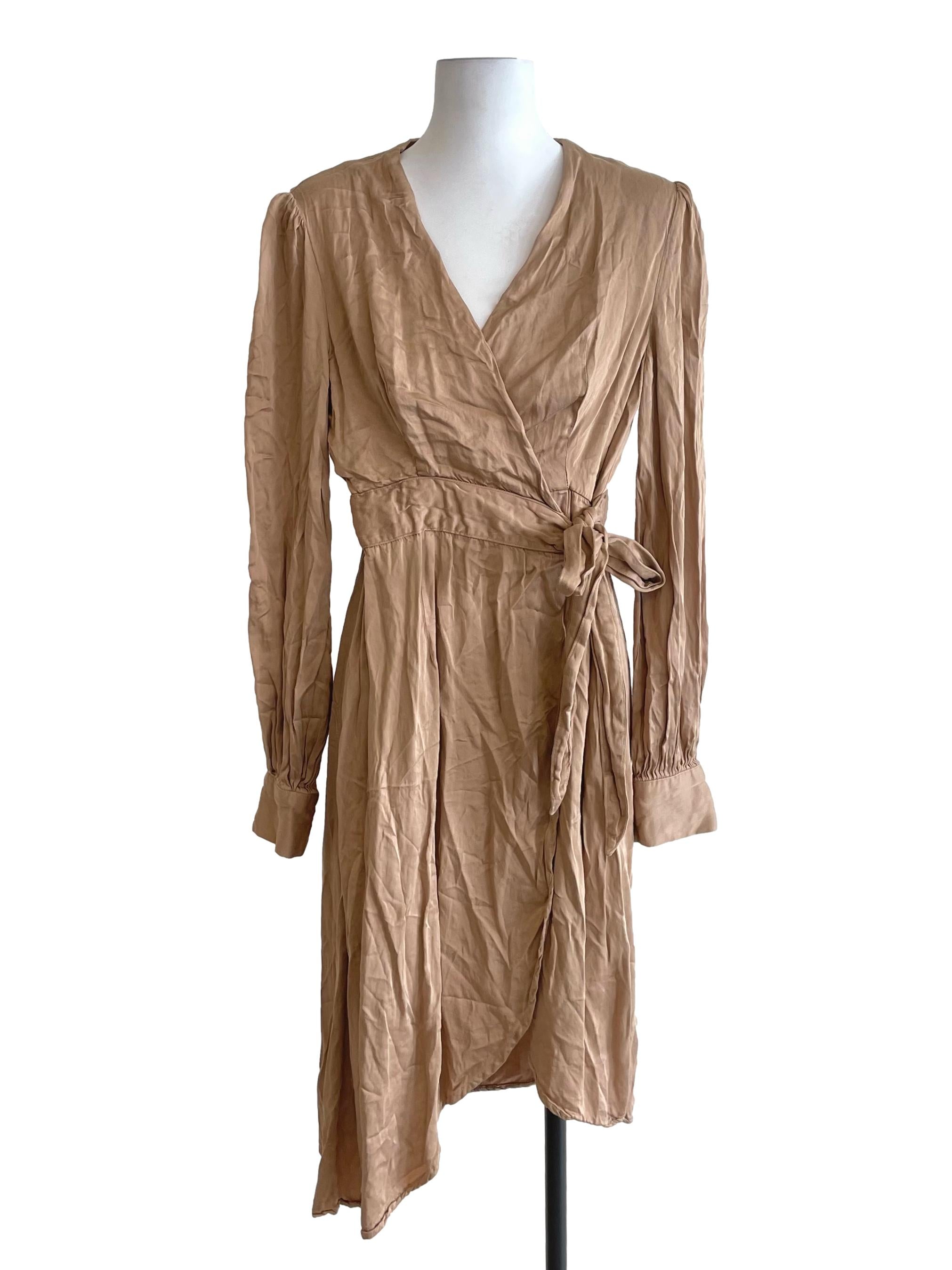 Khaki Brown Juliet Wrap Dress