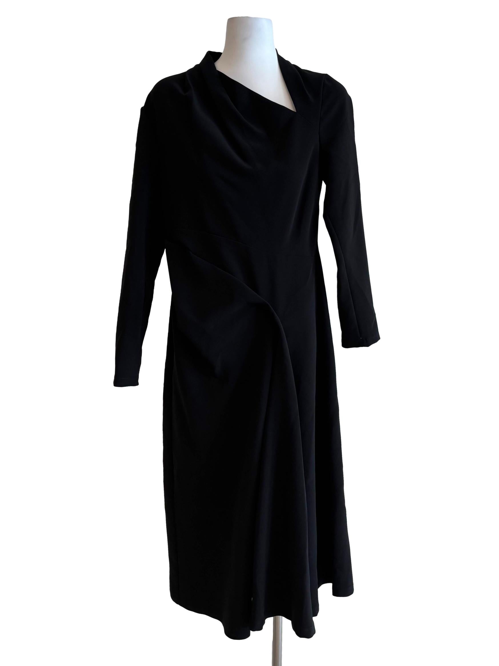 Jet Black Long Sleeve Asymmetrical Dress
