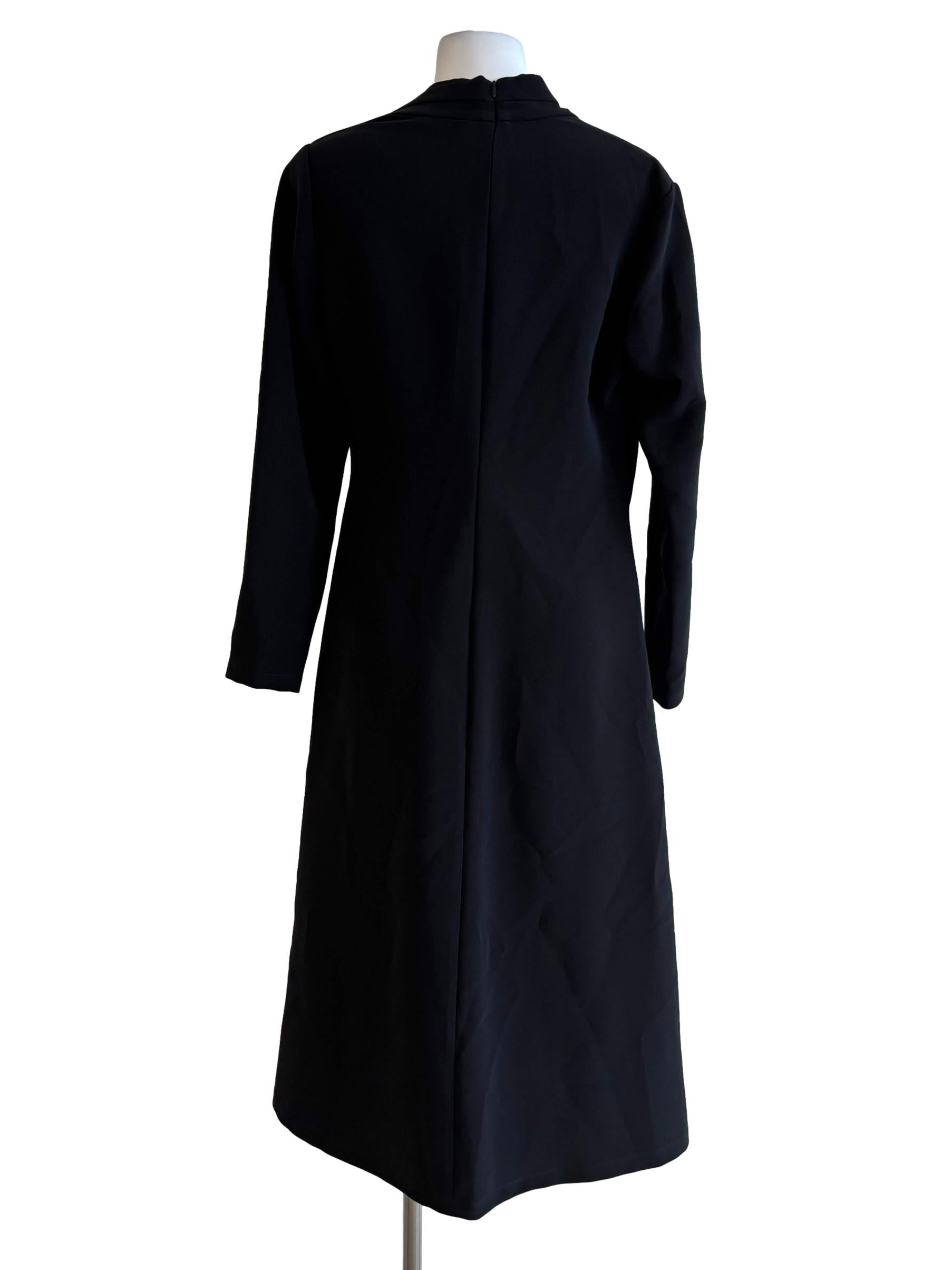Jet Black Long Sleeve Asymmetrical Dress