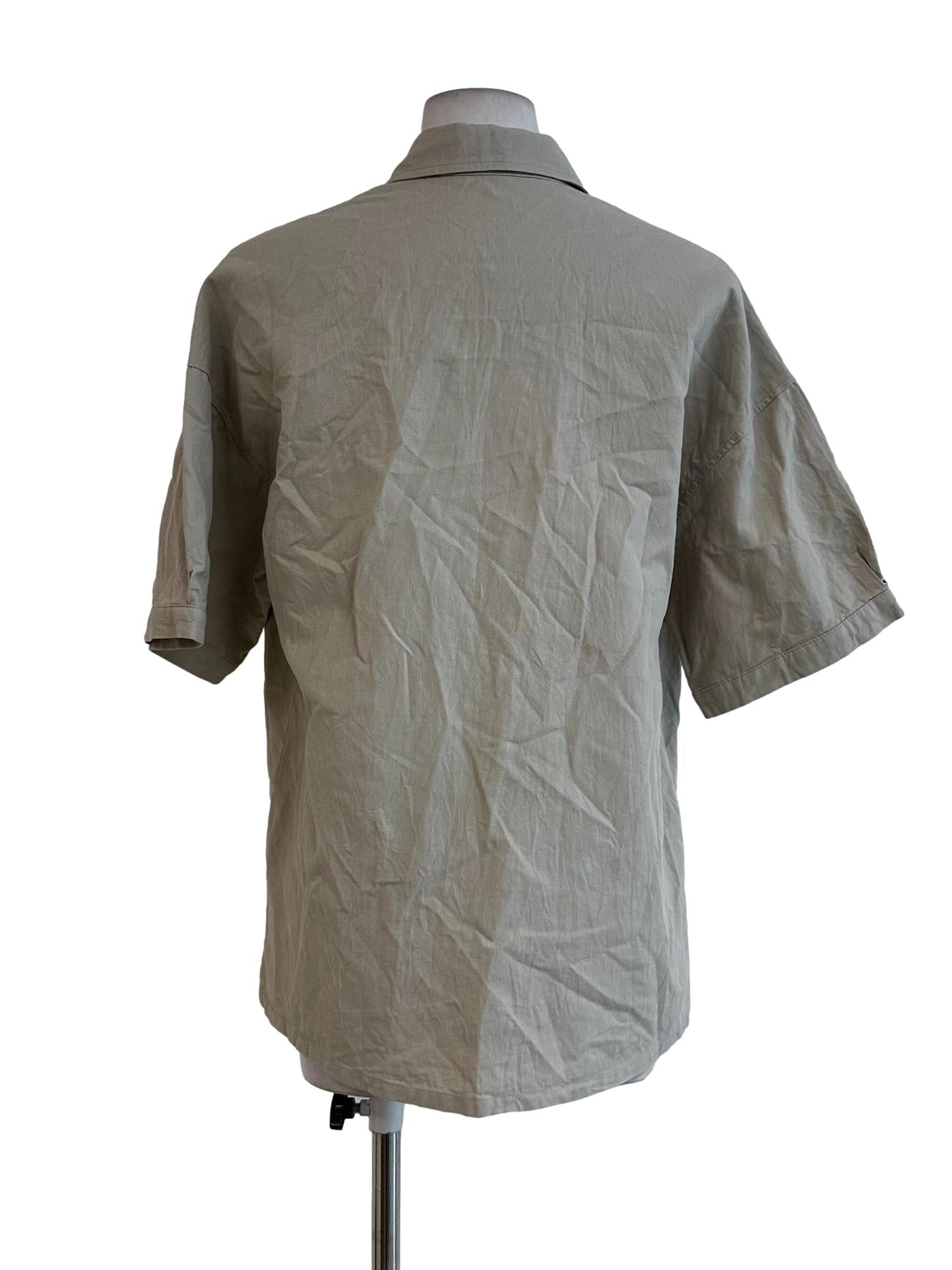 Beige Collar Button Top