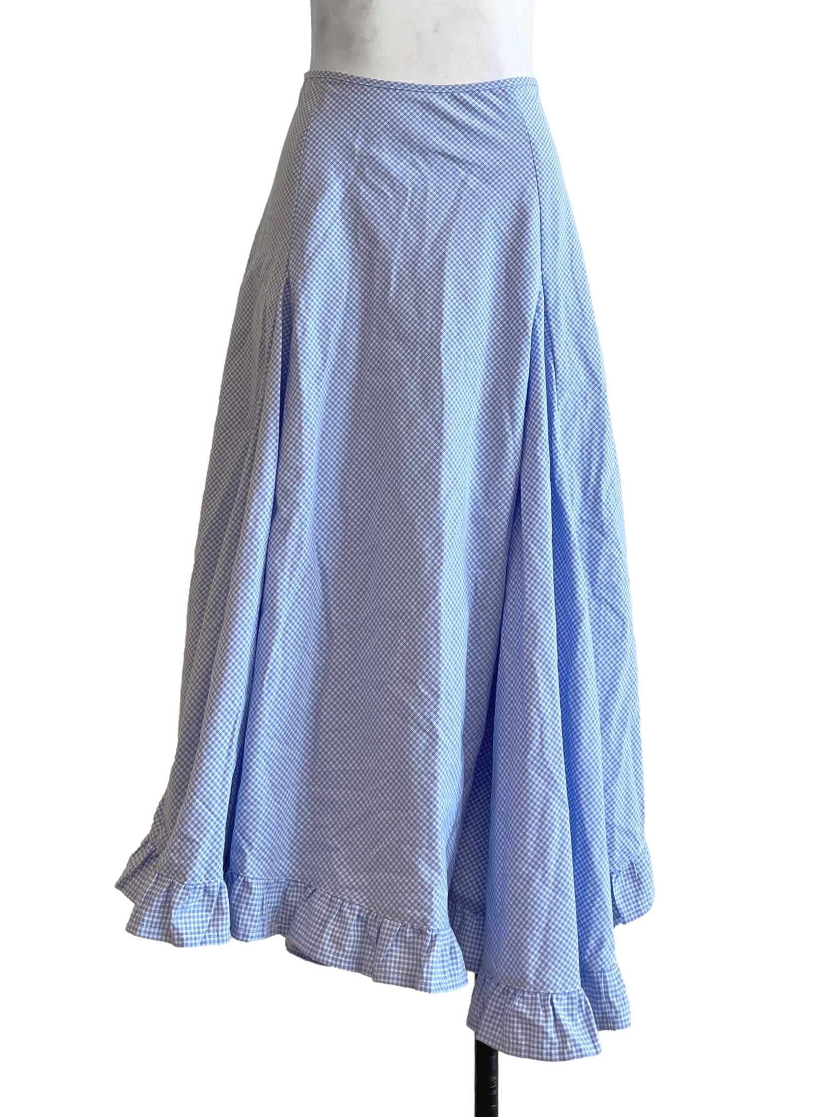 Sky Blue Asymmetrical Skirt