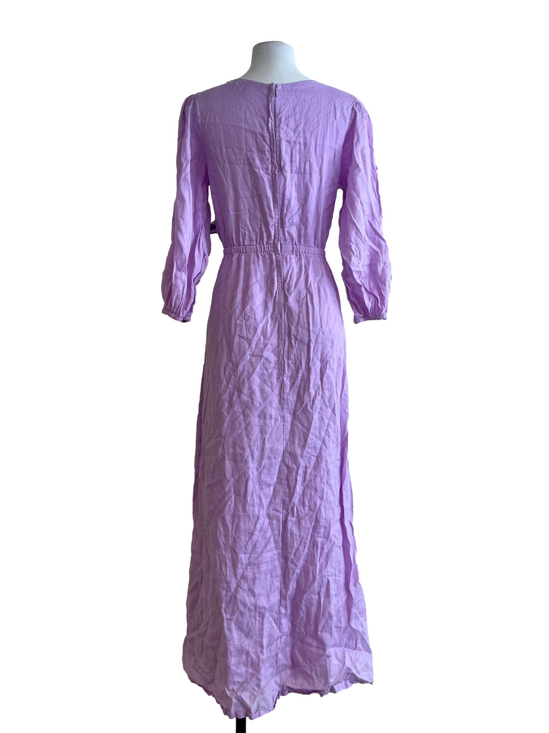 Lavender Purple V-Neckline Empire Dress
