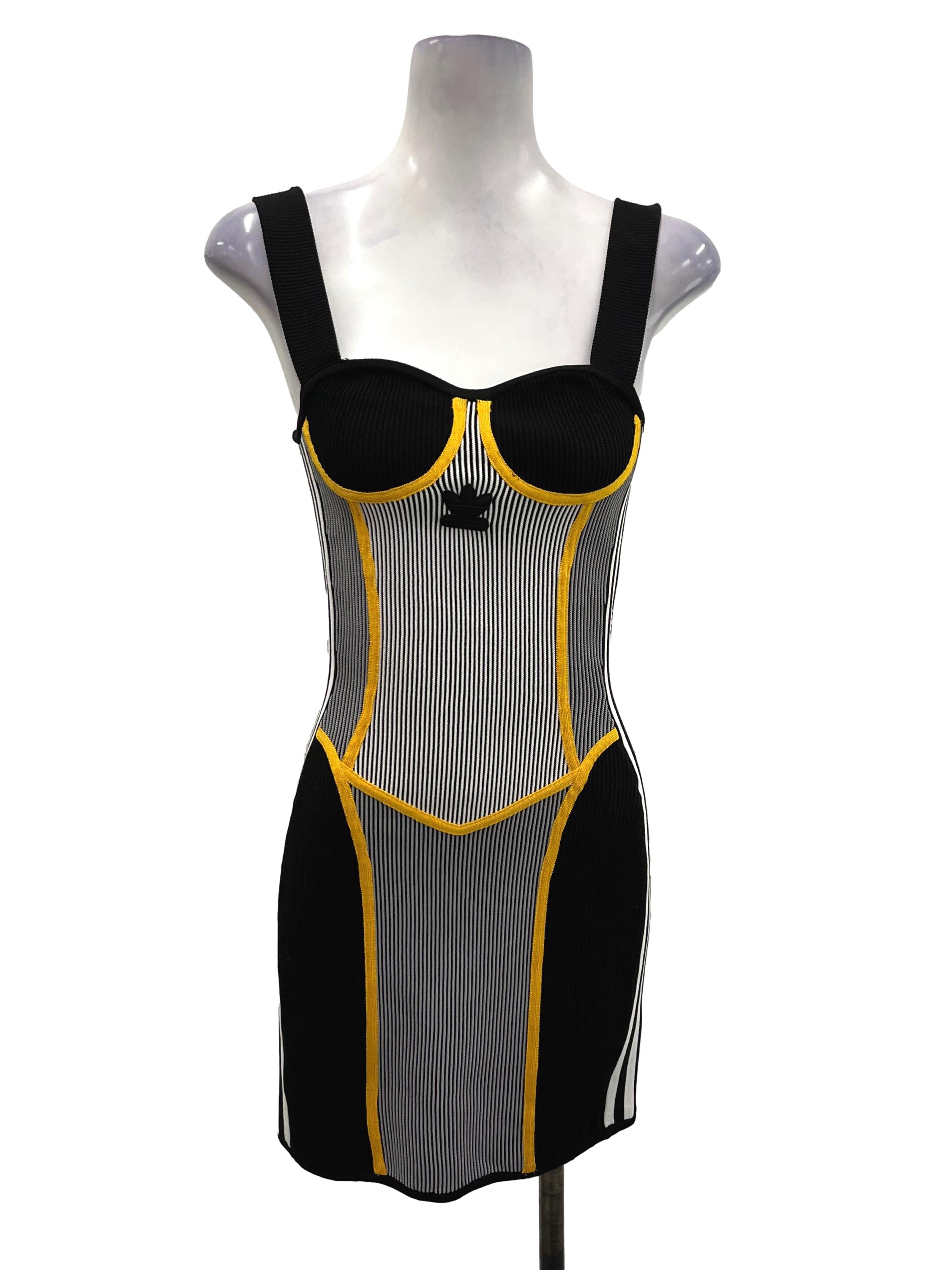 Adidas X Paolina Russo Black Knitted Bustier Bodycon Dress