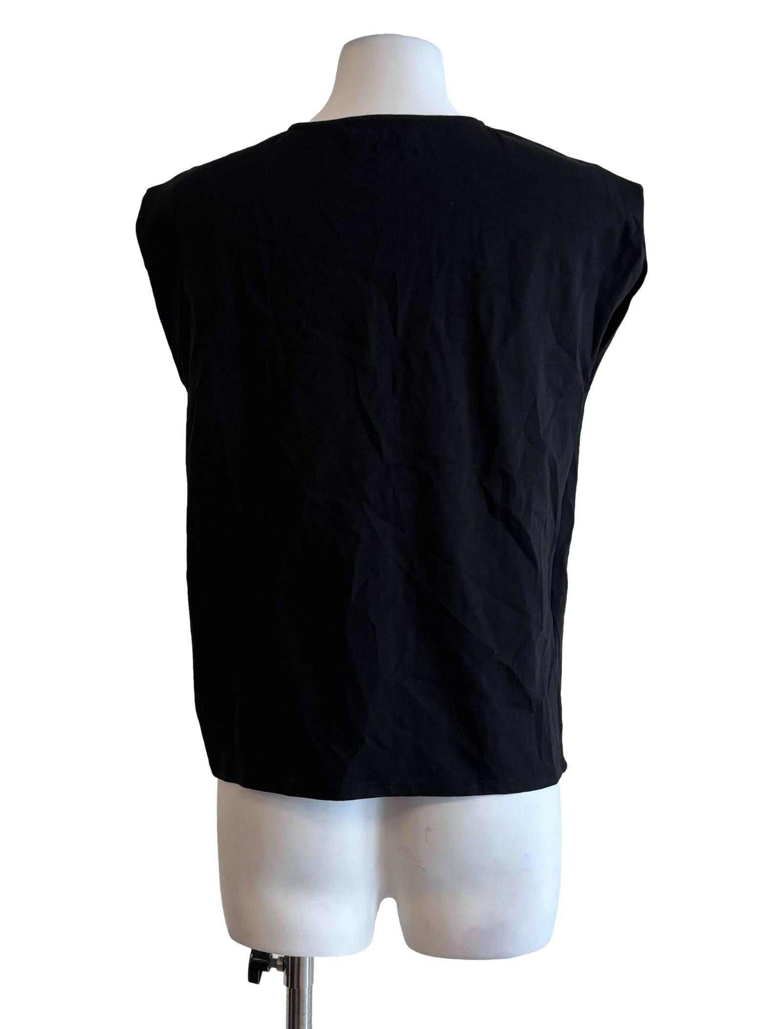 Soft Black Sleeveless Scrunch Cotton Top