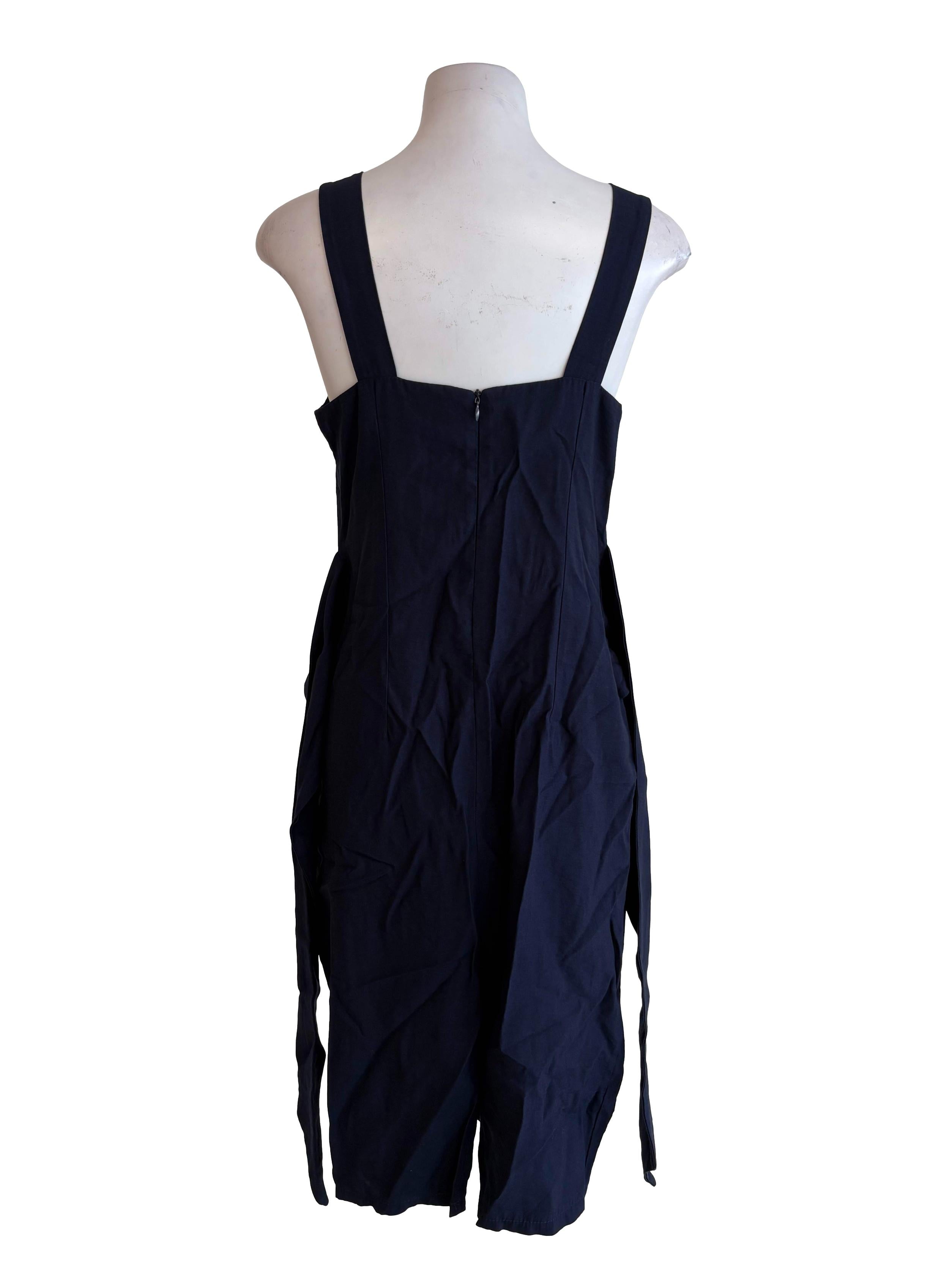 Dark Blue Strap Dress With Thick Belt